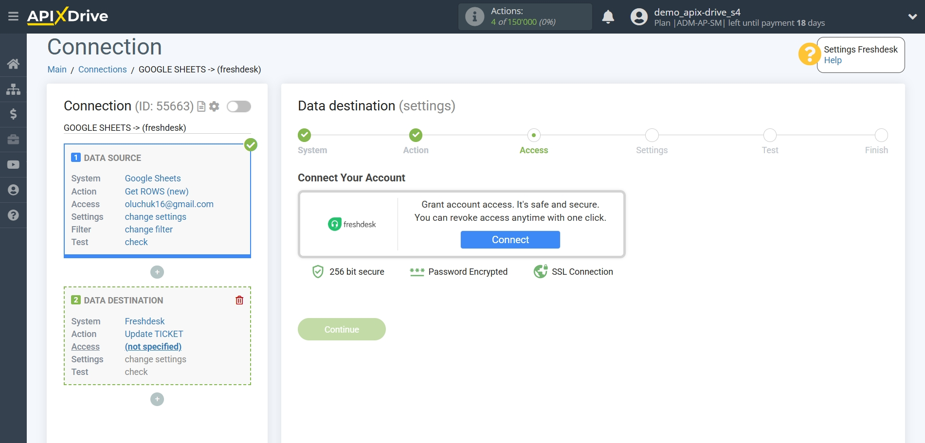 How to setup Freshdesk Update Ticket / Create Ticket | Account connection