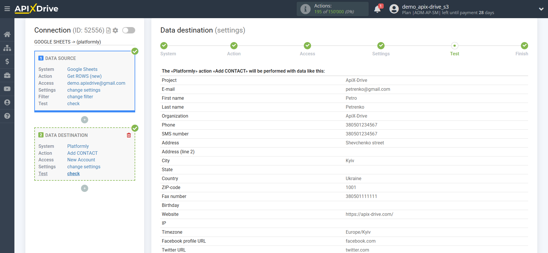 How to Connect Platformly as Data Destination | Test data