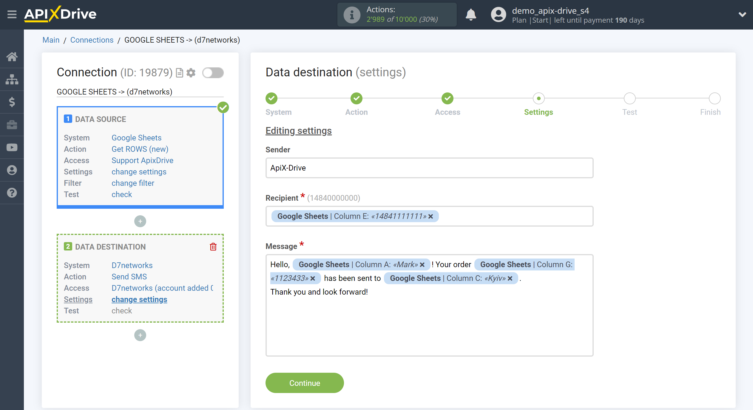 How to Connect D7 Networks as Data Destination | Assigning fields