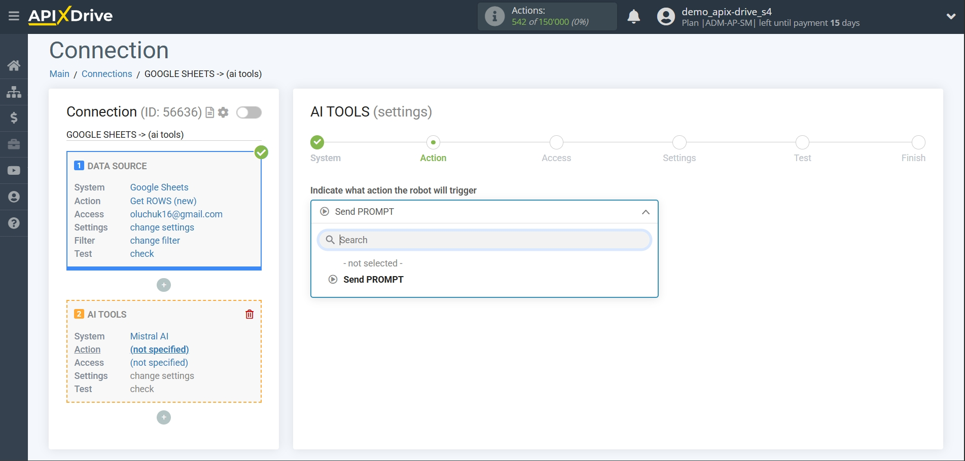 Setting up Mistral AI in Google Sheets | Selecting a Mistral AI Action