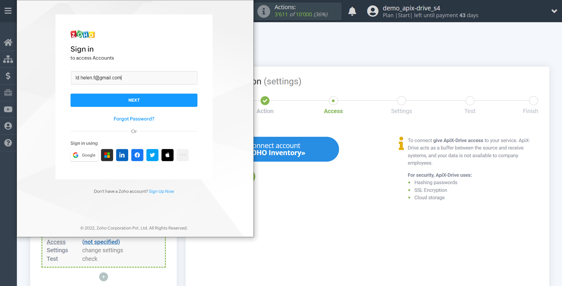 How to Connect Zoho Inventory as Data Destination | Authorization in Zoho