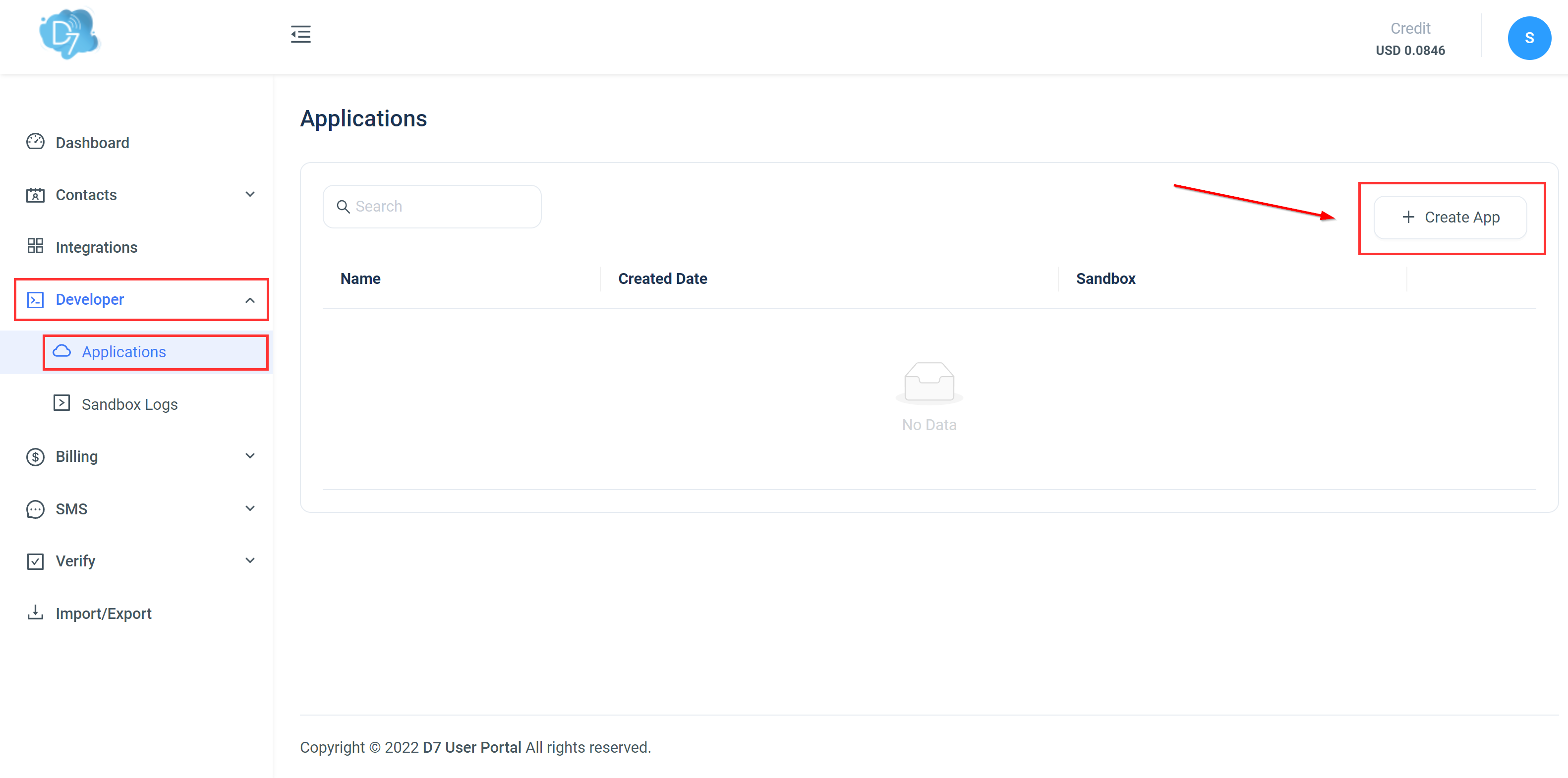 How to Connect D7 SMS as Data Destination | API key access