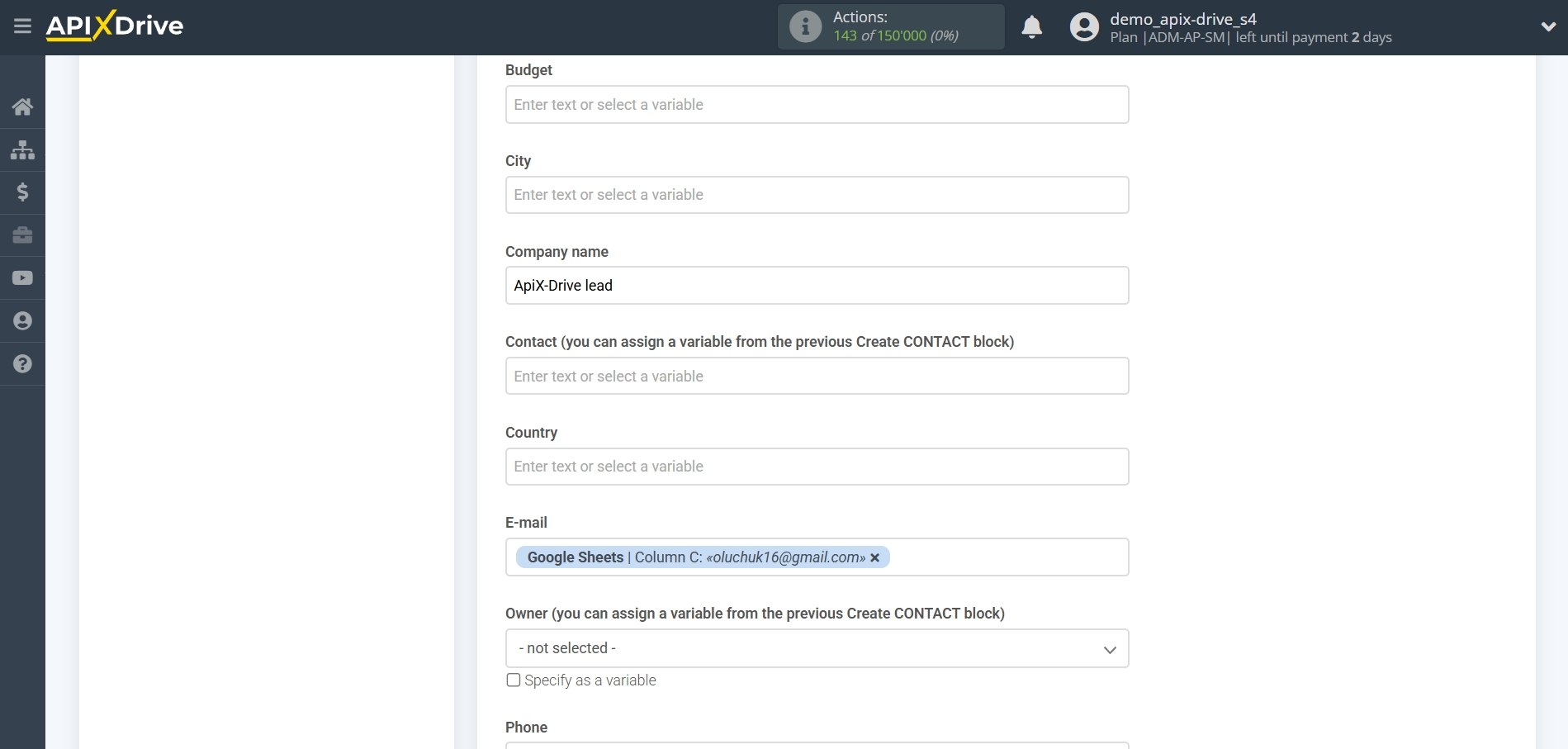How to Connect Creatio  as Data Destination | Assigning Fields How to Connect Creatio  as Data Destination | Assigning Fields