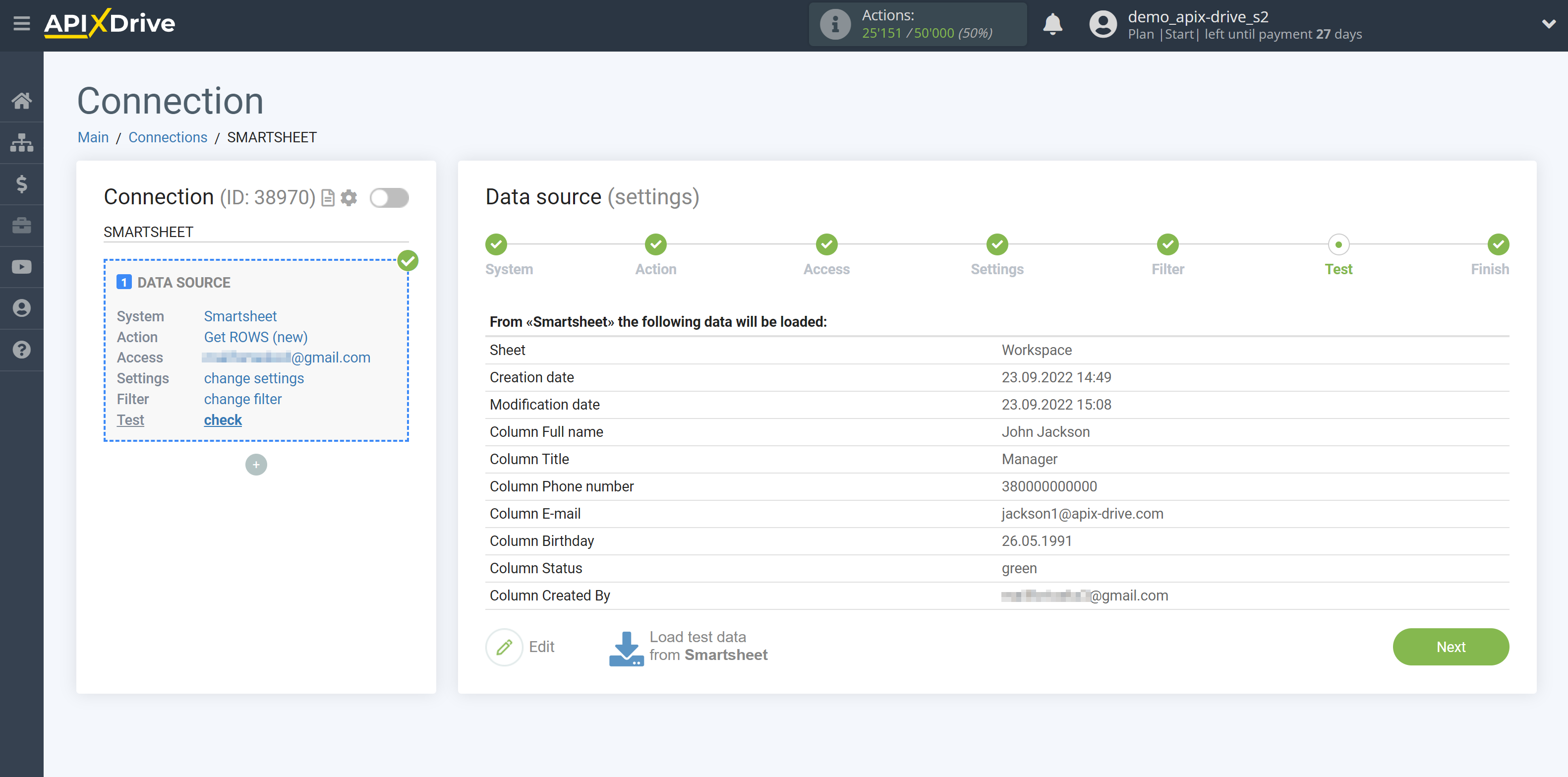 How to Connect Smartsheet as Data Source | Data Test