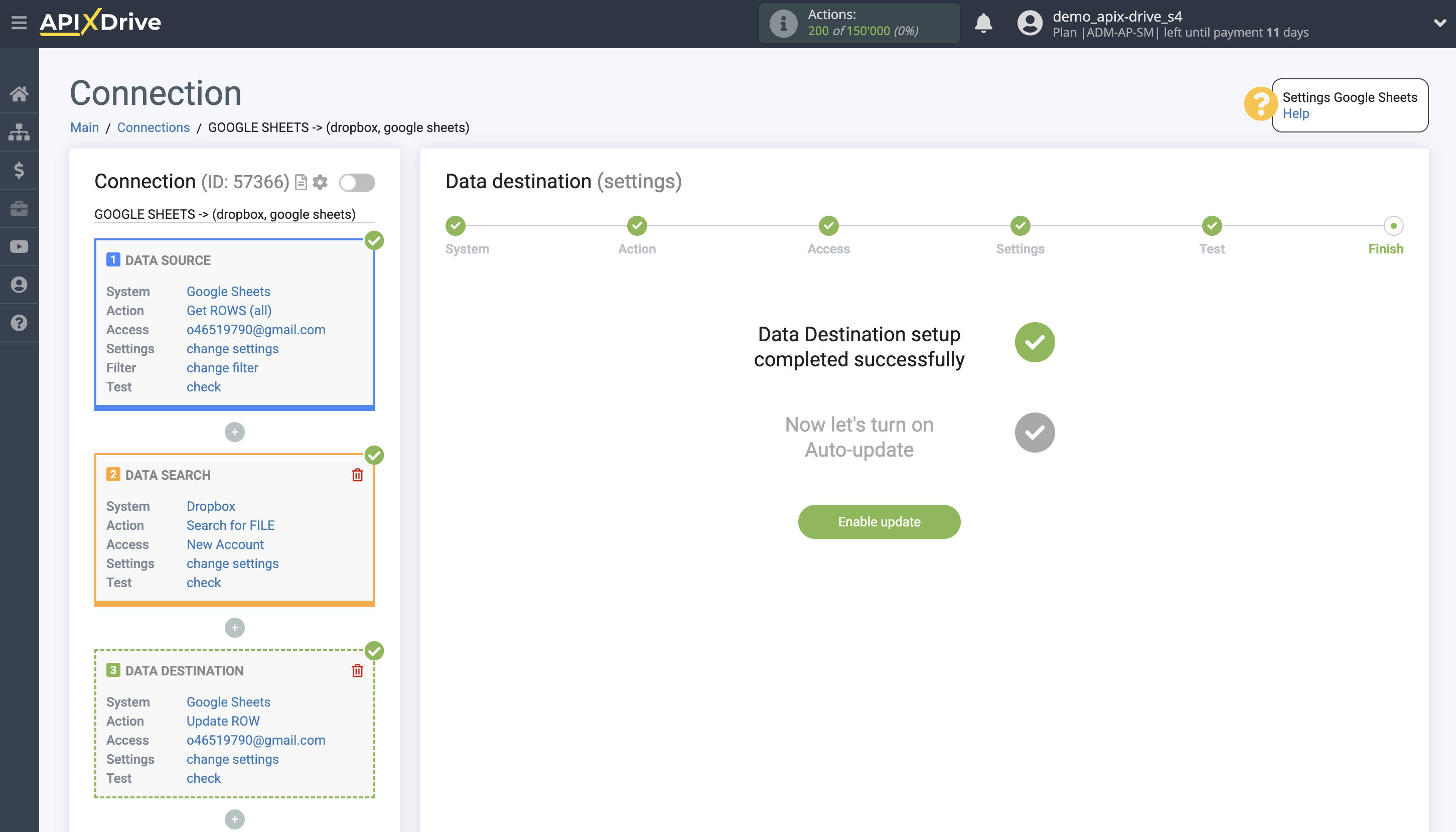 Setting up Dropbox Contact Search in Google Sheets | Enable auto-update