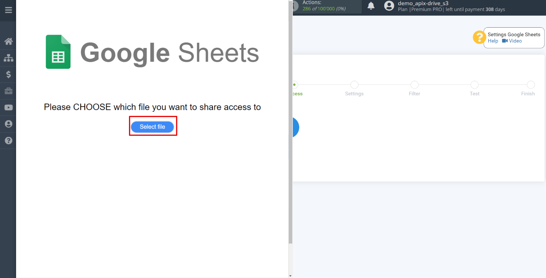 Setting up Snovio Contact Search in Google Sheets | Select a Google account to connect