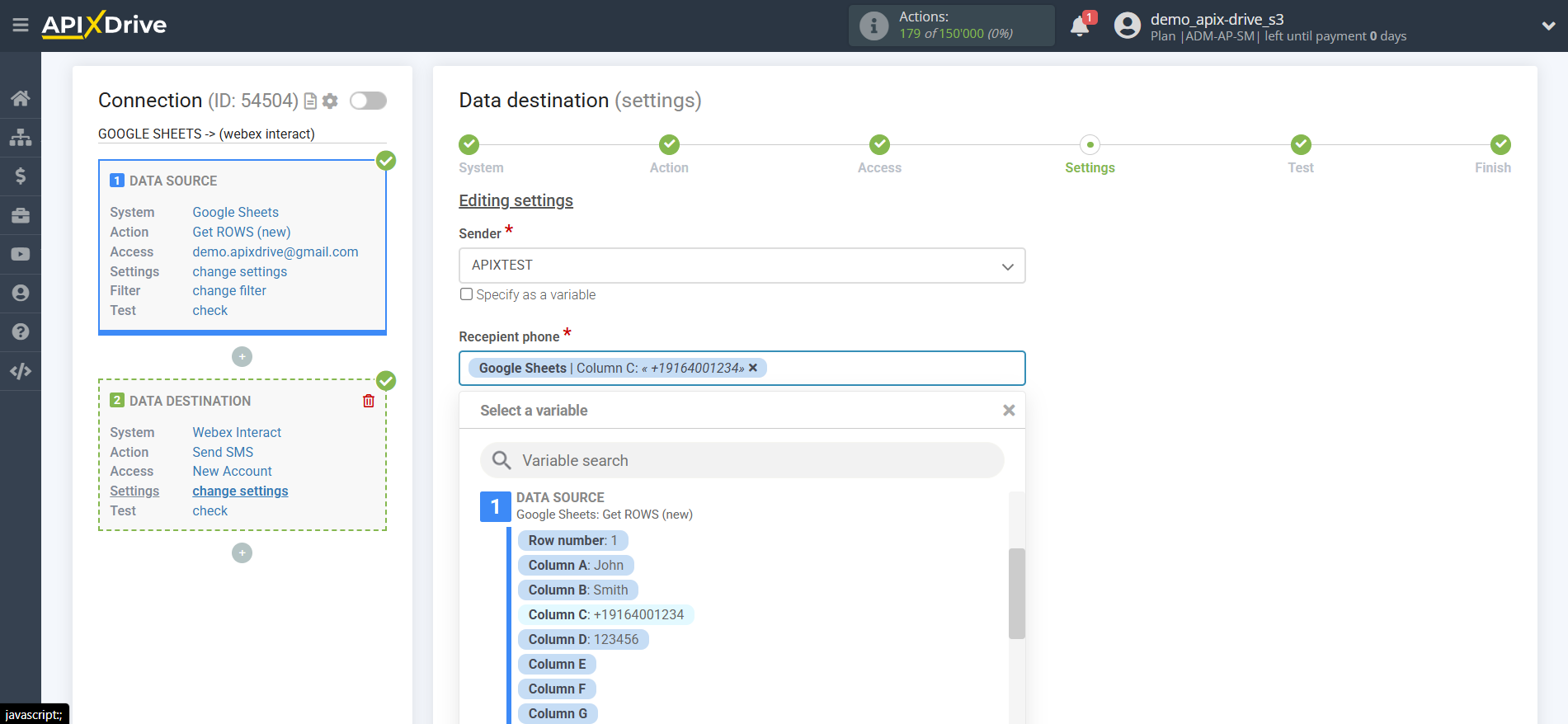 How to Connect Webex Interact as Data Destination | Assigning fields