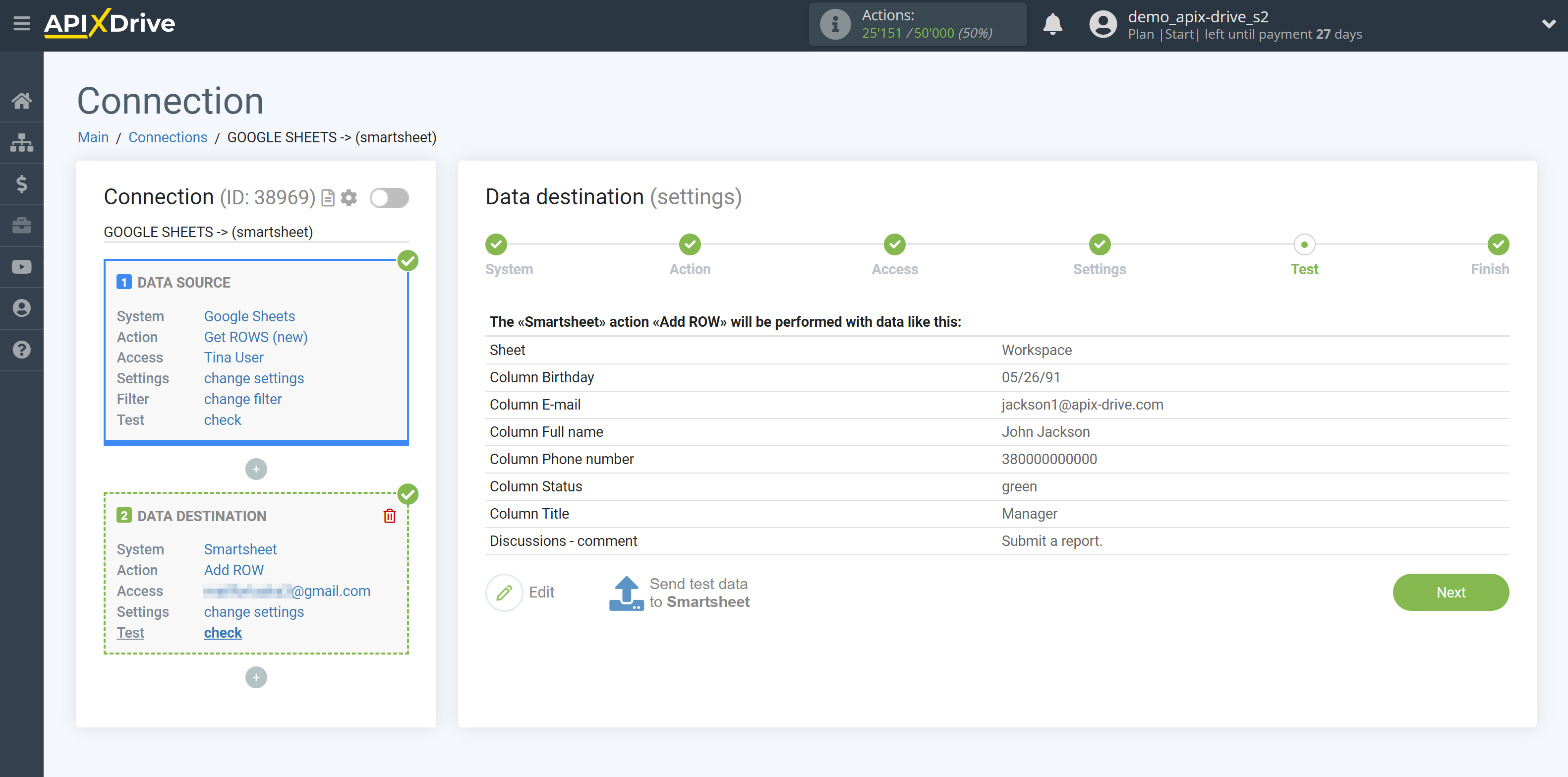 How to Connect Smartsheet as Data Destination | Data Test