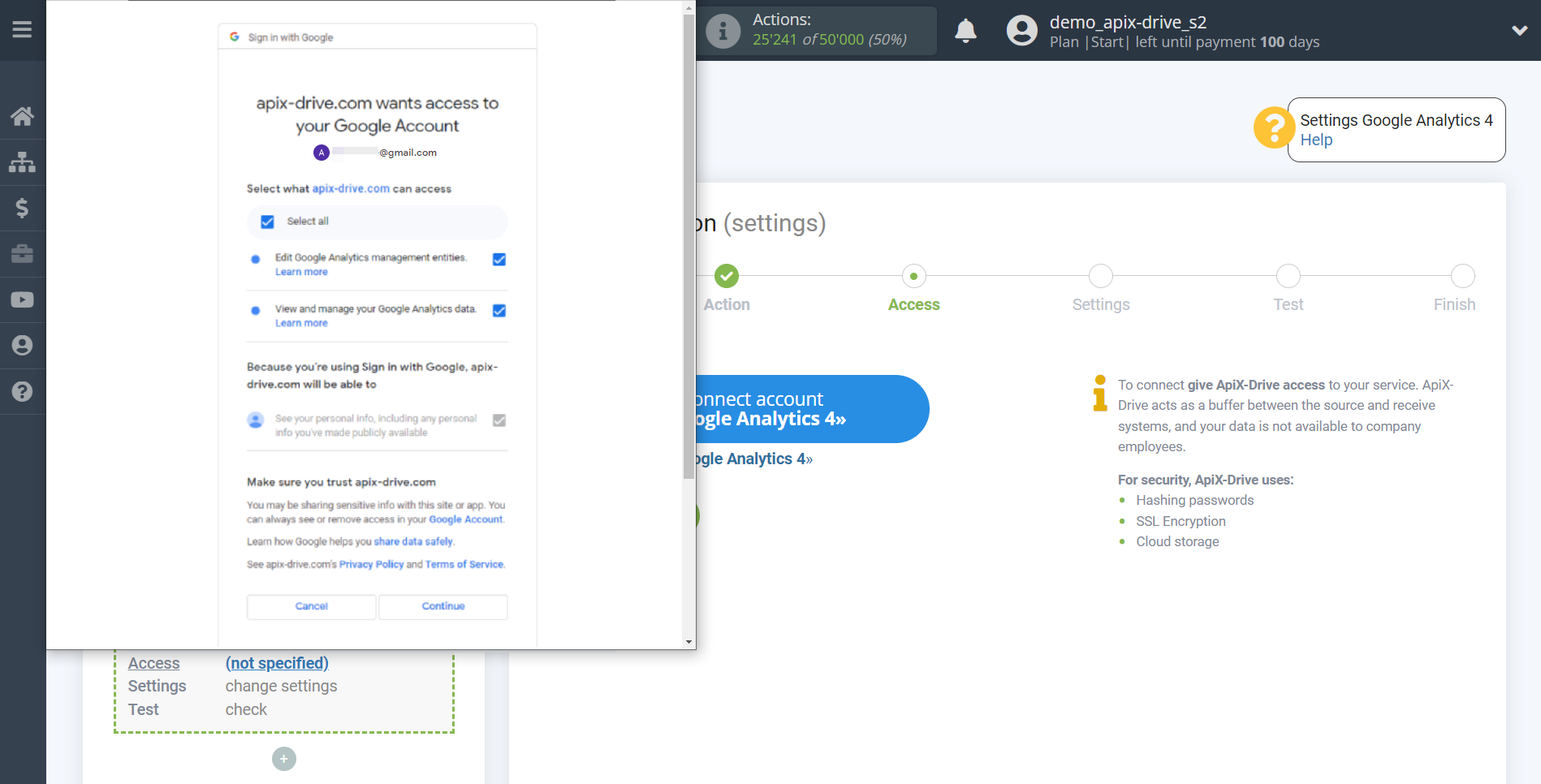 How to Connect Google Analytics 4 as Data Destination | Account connection