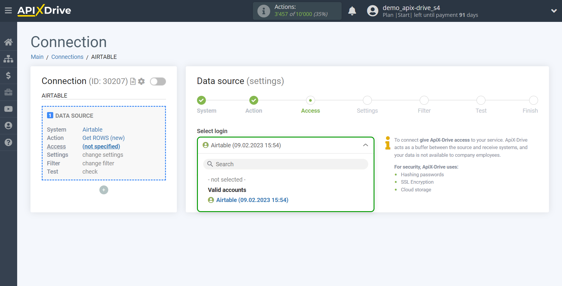 How to Connect AirTable as Data Source | Account selection