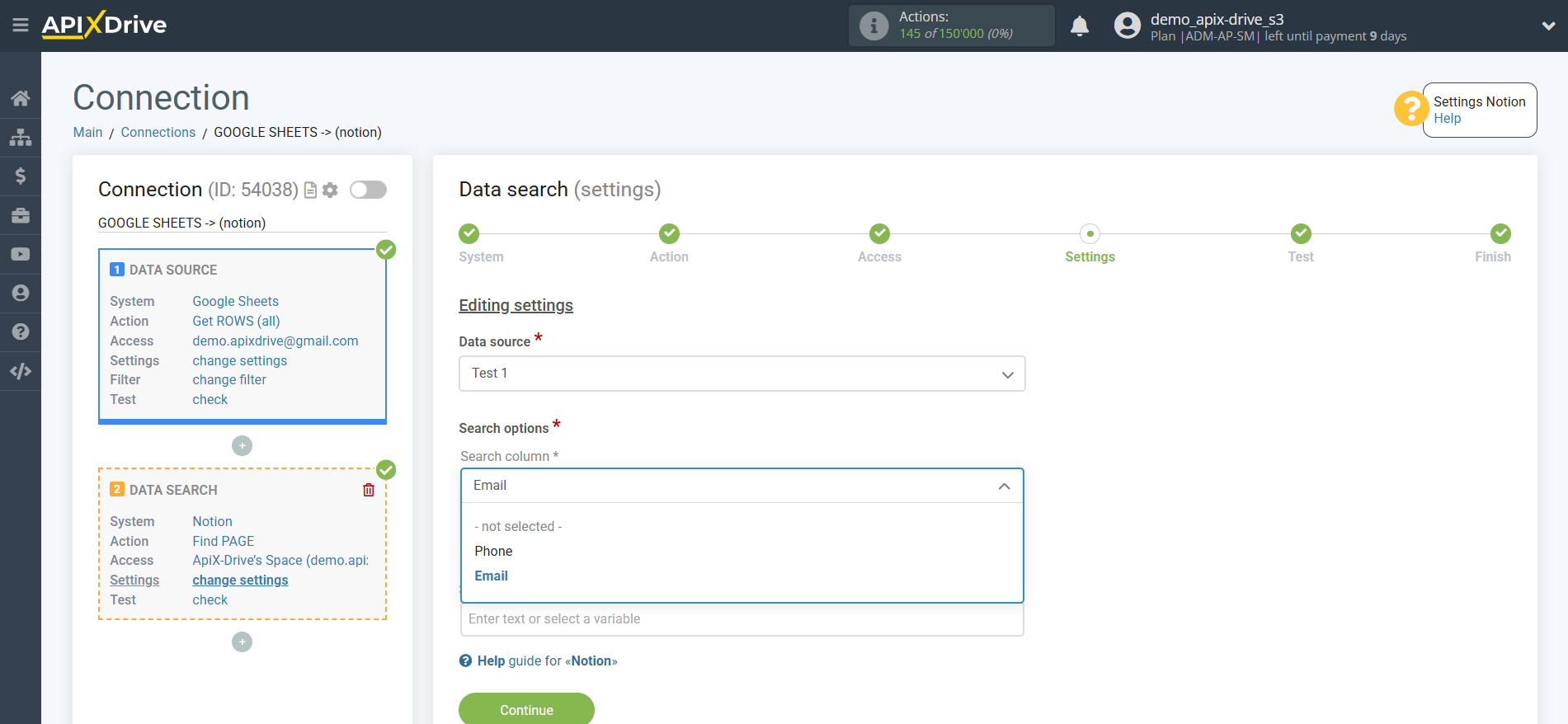 Setting up an Notion Item Search in Google Sheets | Assigning fields