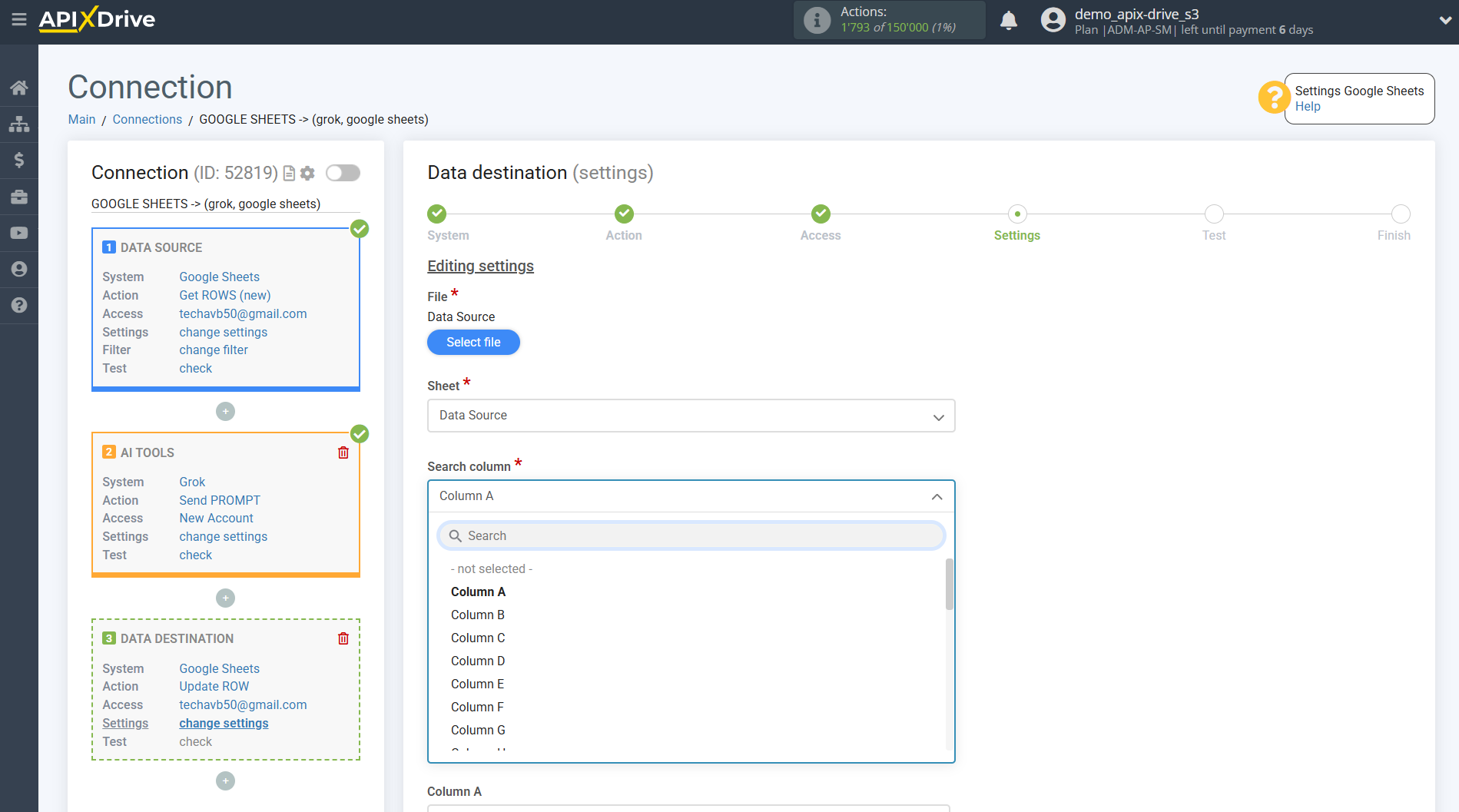 Setting up Grok in Google Sheets | Assigning fields