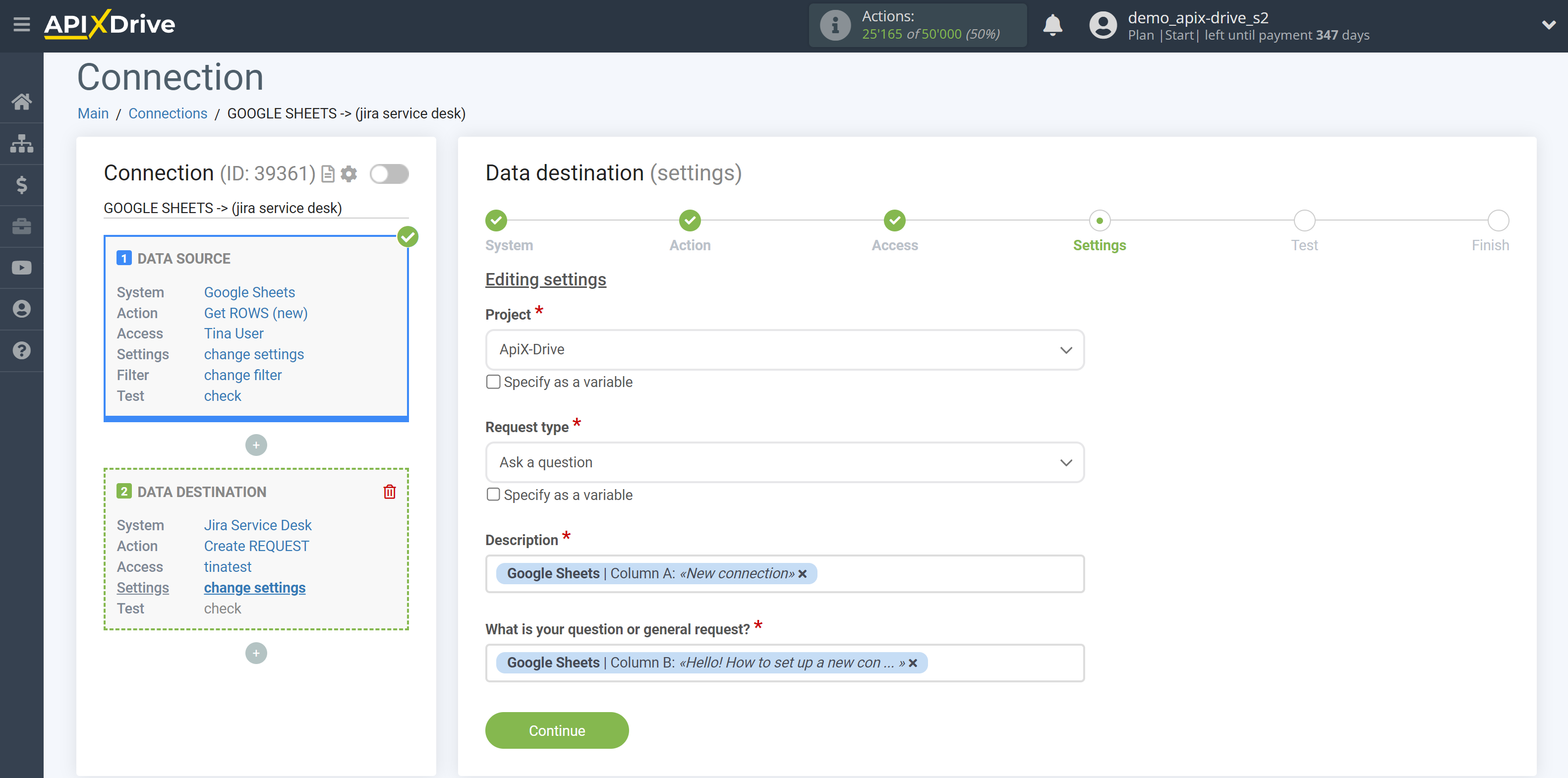 How to Connect Jira Service Management as Data Destination | Assigning Fields