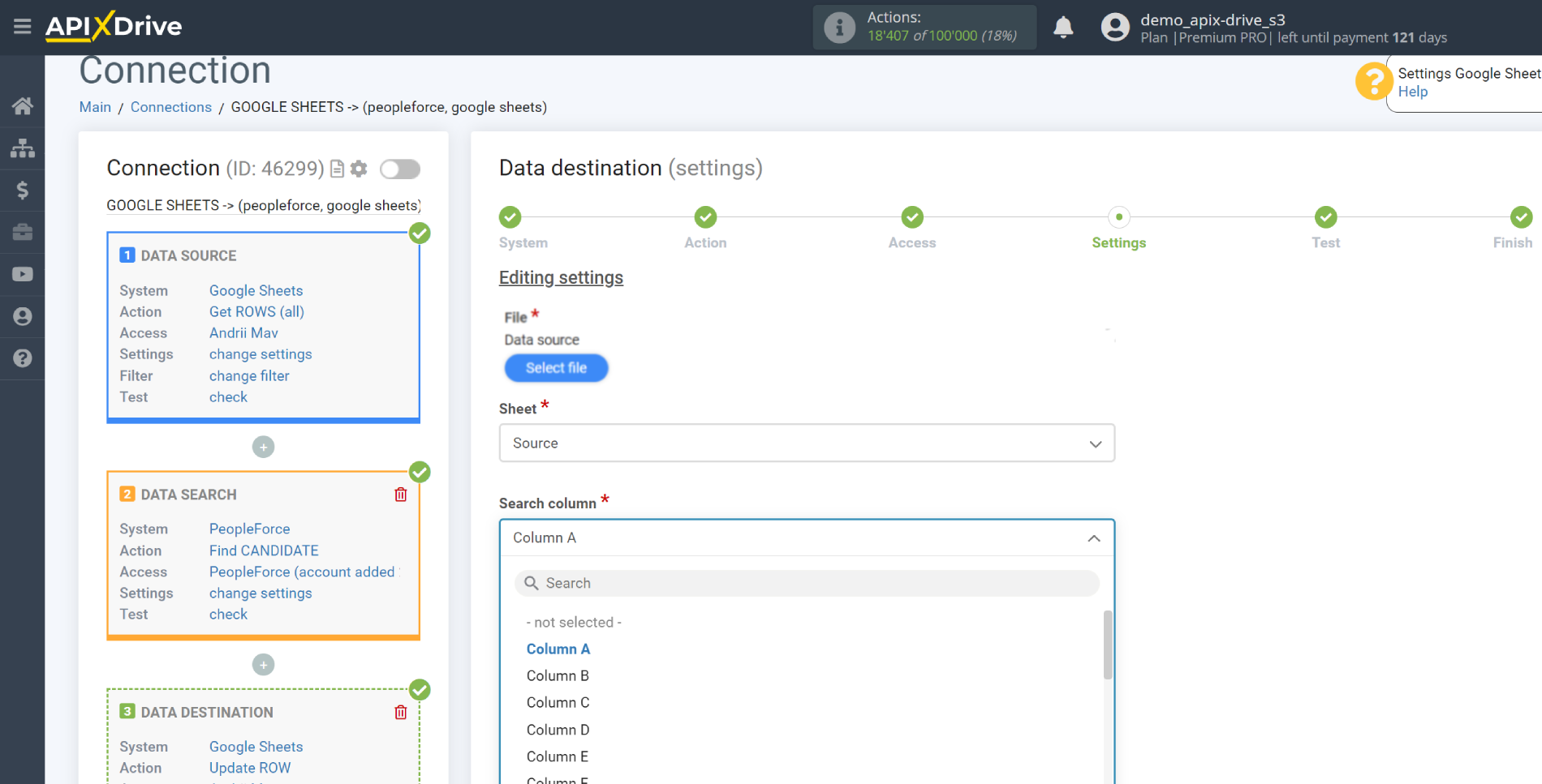 Setting up PeopleForce Candidate Search in Google Sheets | Assigning fields