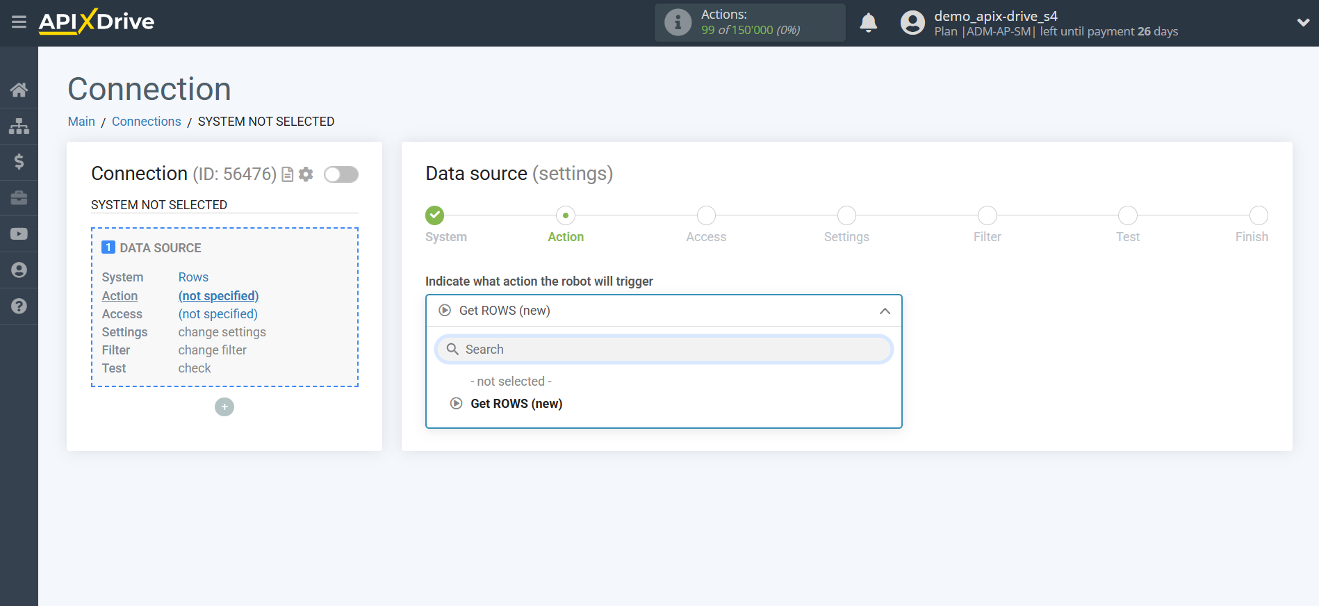 How to Connect Rows as Data Source | Action selection How to Connect Rows as Data Source | Action selection