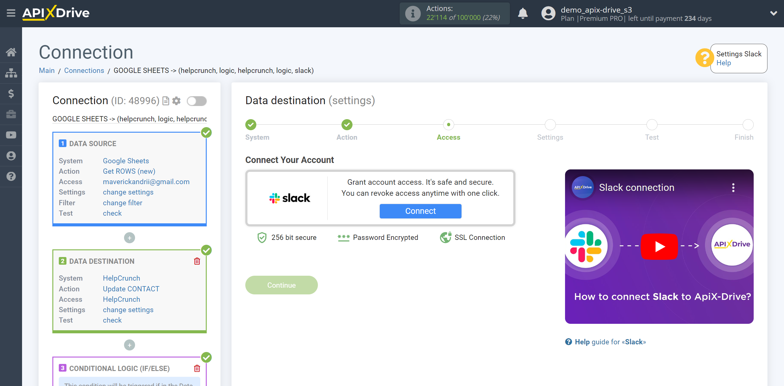 How to setup HelpCrunch Update Contact / Create Contact | Account Connections a Data Destination system