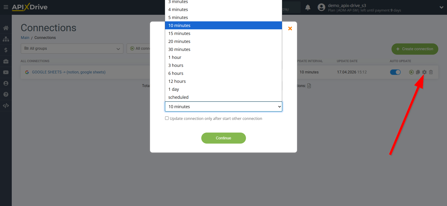 Setting up an Notion Item Search in Google Sheets | Update interval