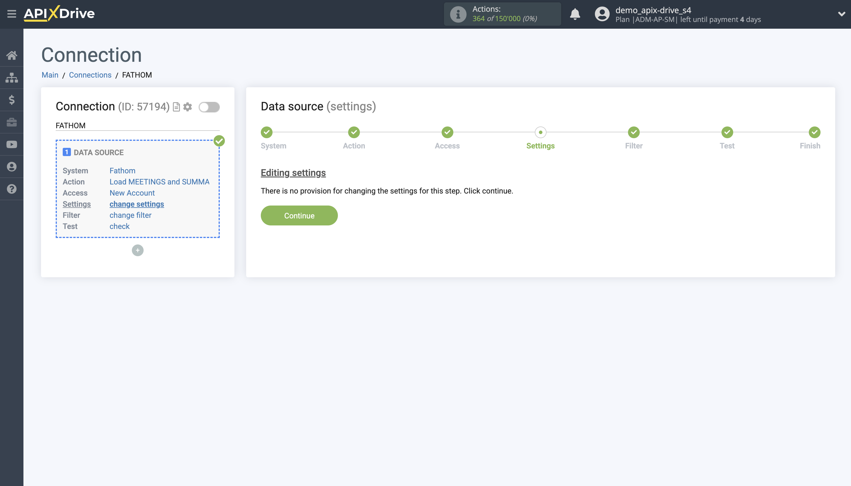 How to Connect Fathom as Data Source |&nbsp; Settings