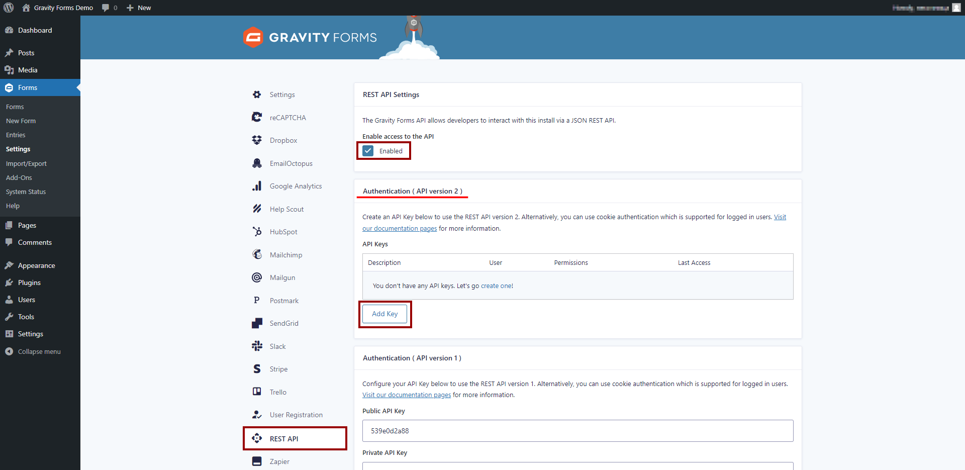 How to Connect Gravity Forms as Data Source | API settings