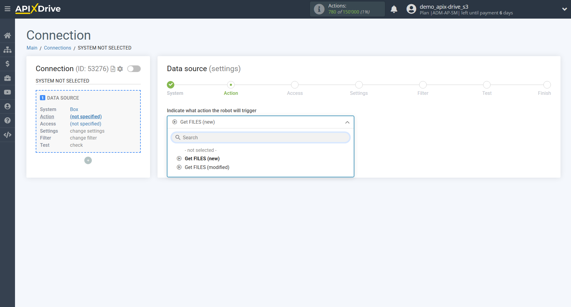 How to Connect Box as Data Source | Action selection