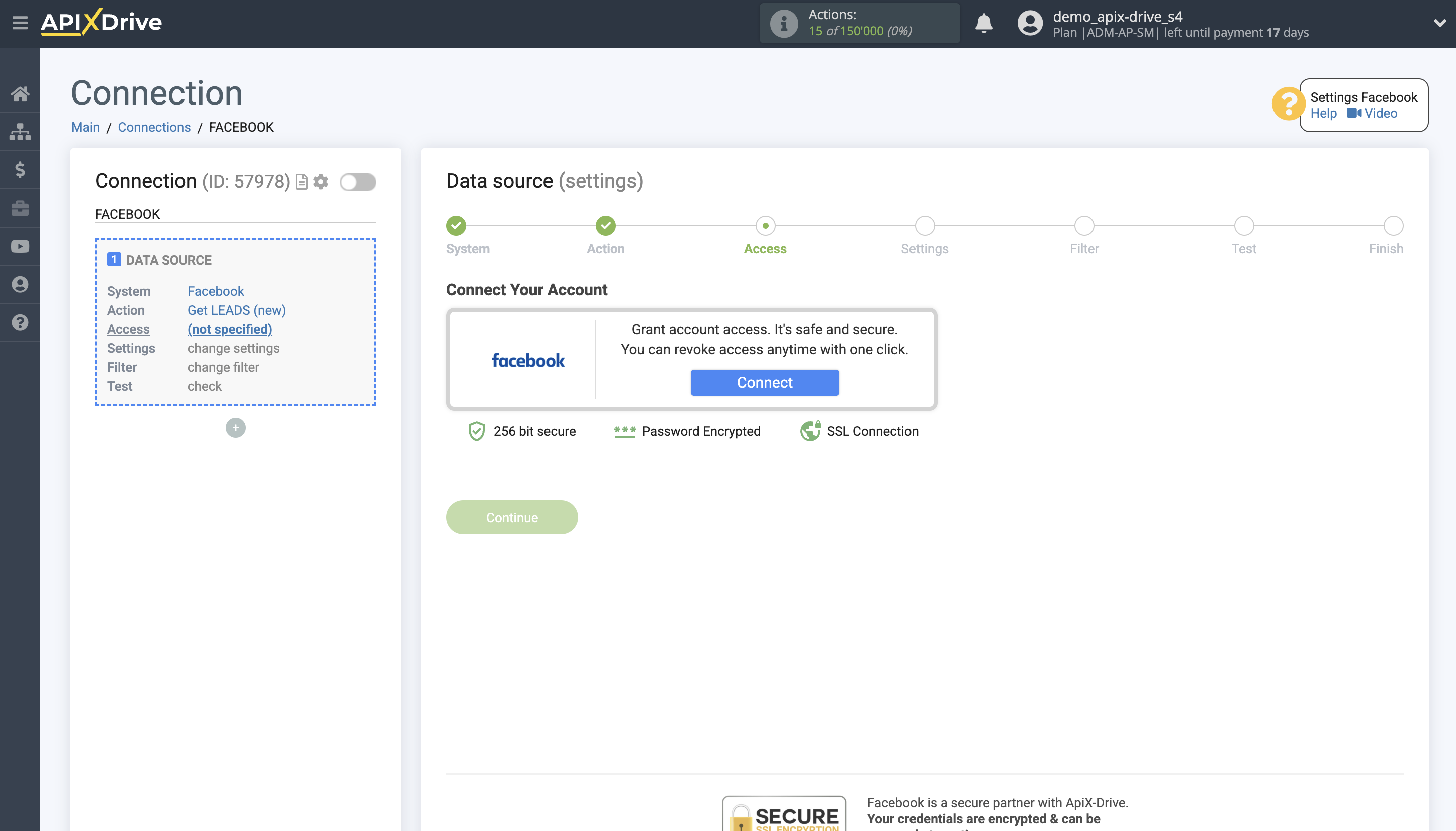 How to Connect Facebook as Data Source | Connect account