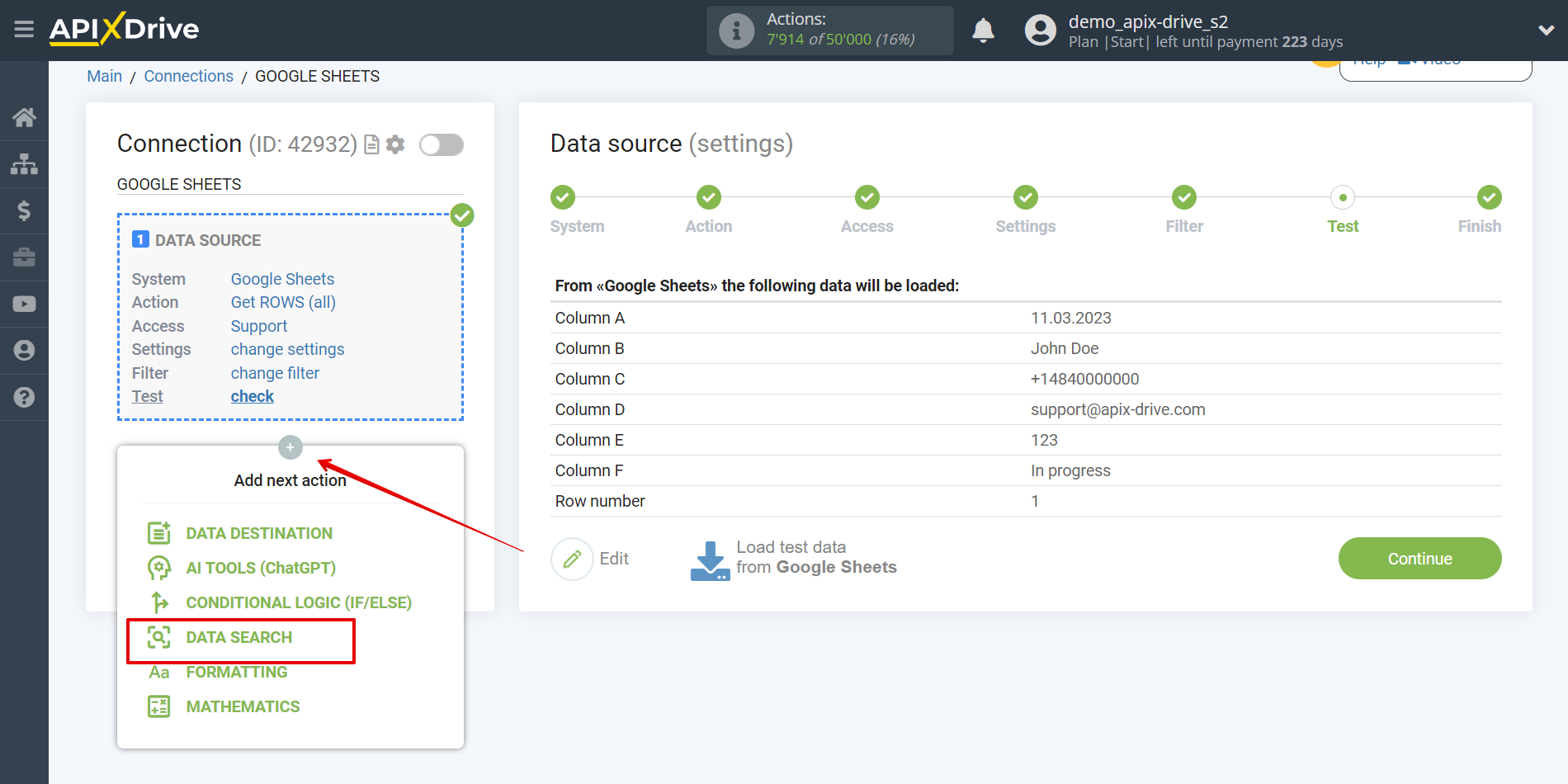 Setting up an Notion Item Search in Google Sheets | Add data Search