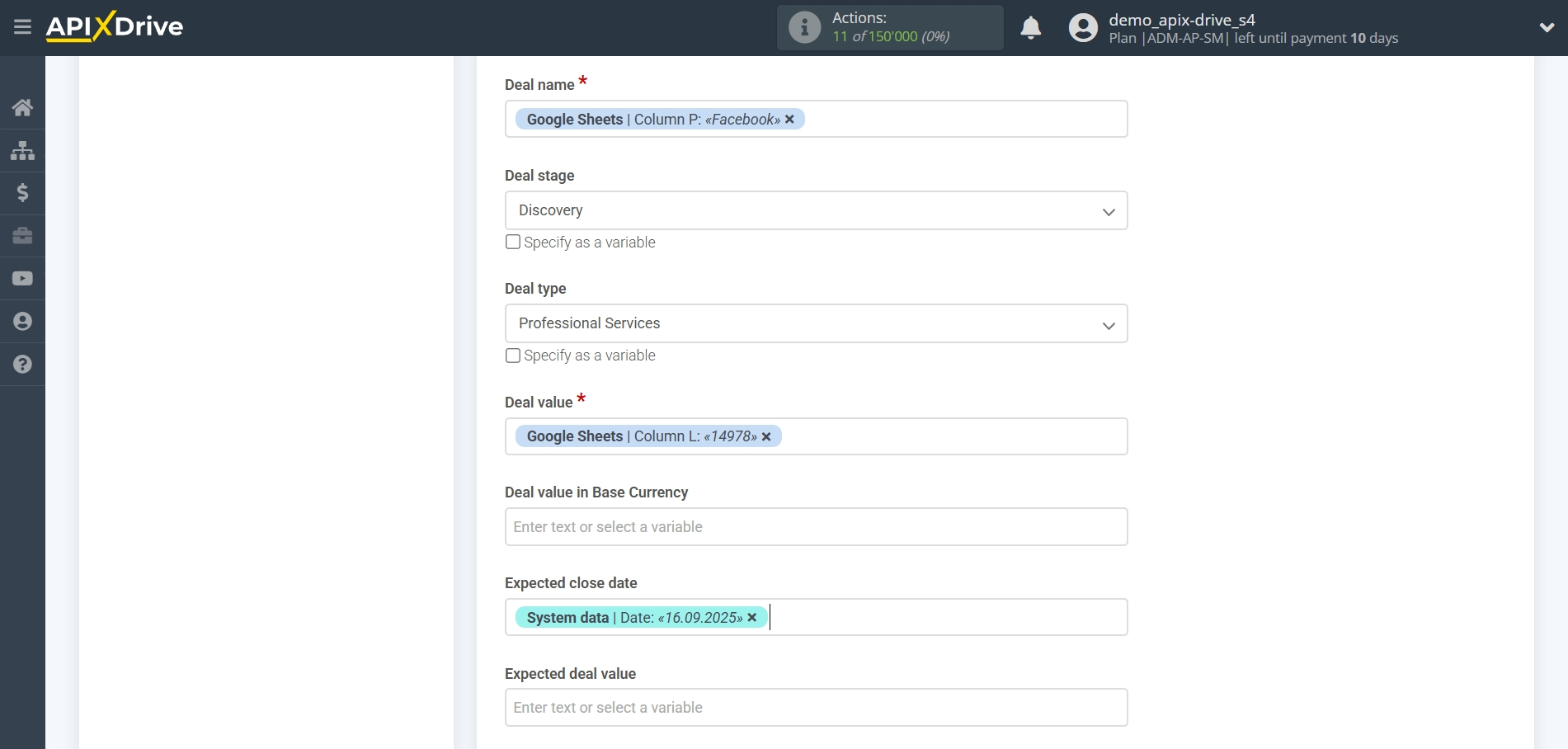 How to setup&nbsp;Freshworks Update Deal / Create Deal | Assigning Fields