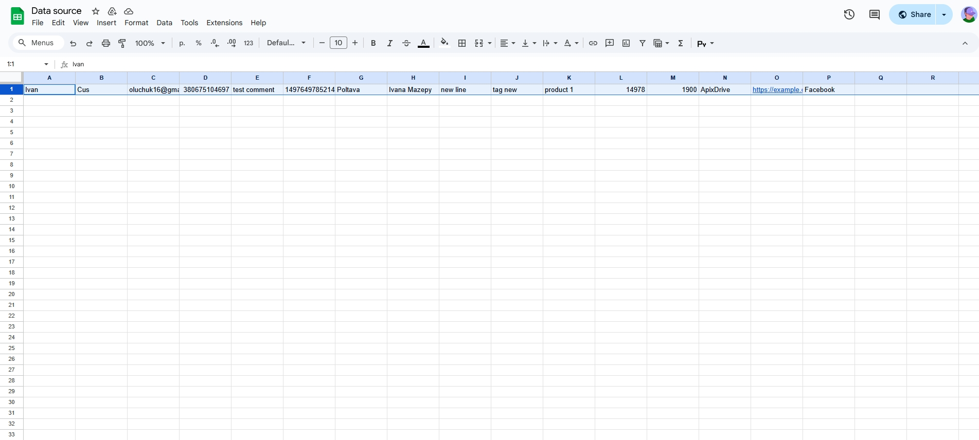 How to setup&nbsp;Freshworks Update Deal / Create Deal | Test data in Google Sheets