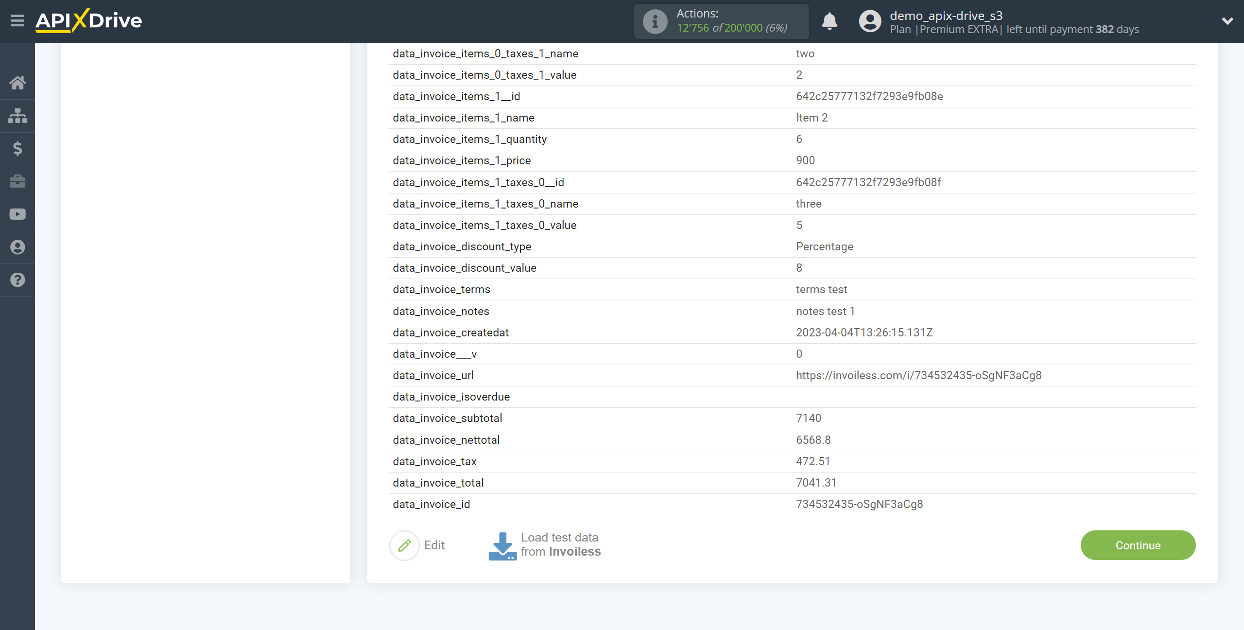 How to Connect Invoiless as Data Source | Test data