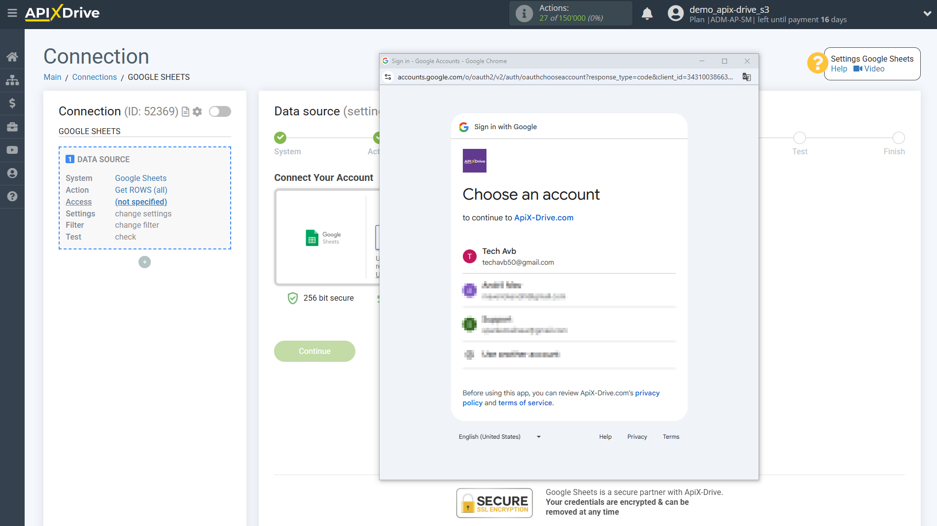 Setting up ConvesioConvert Contact Search in Google Sheets | Select a Google account to connect Setting up ConvesioConvert Contact Search in Google Sheets | Select a Google account to connect