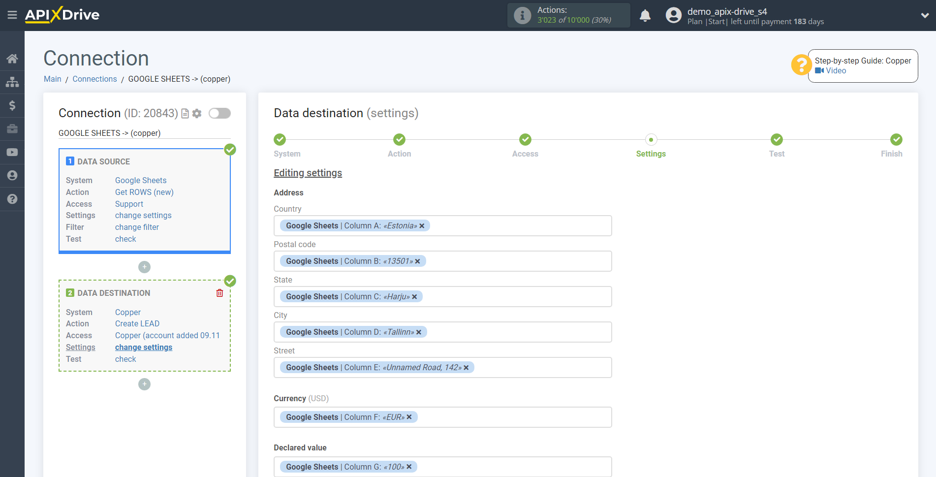 How to Connect Copper as Data Destination | Assigning Fields