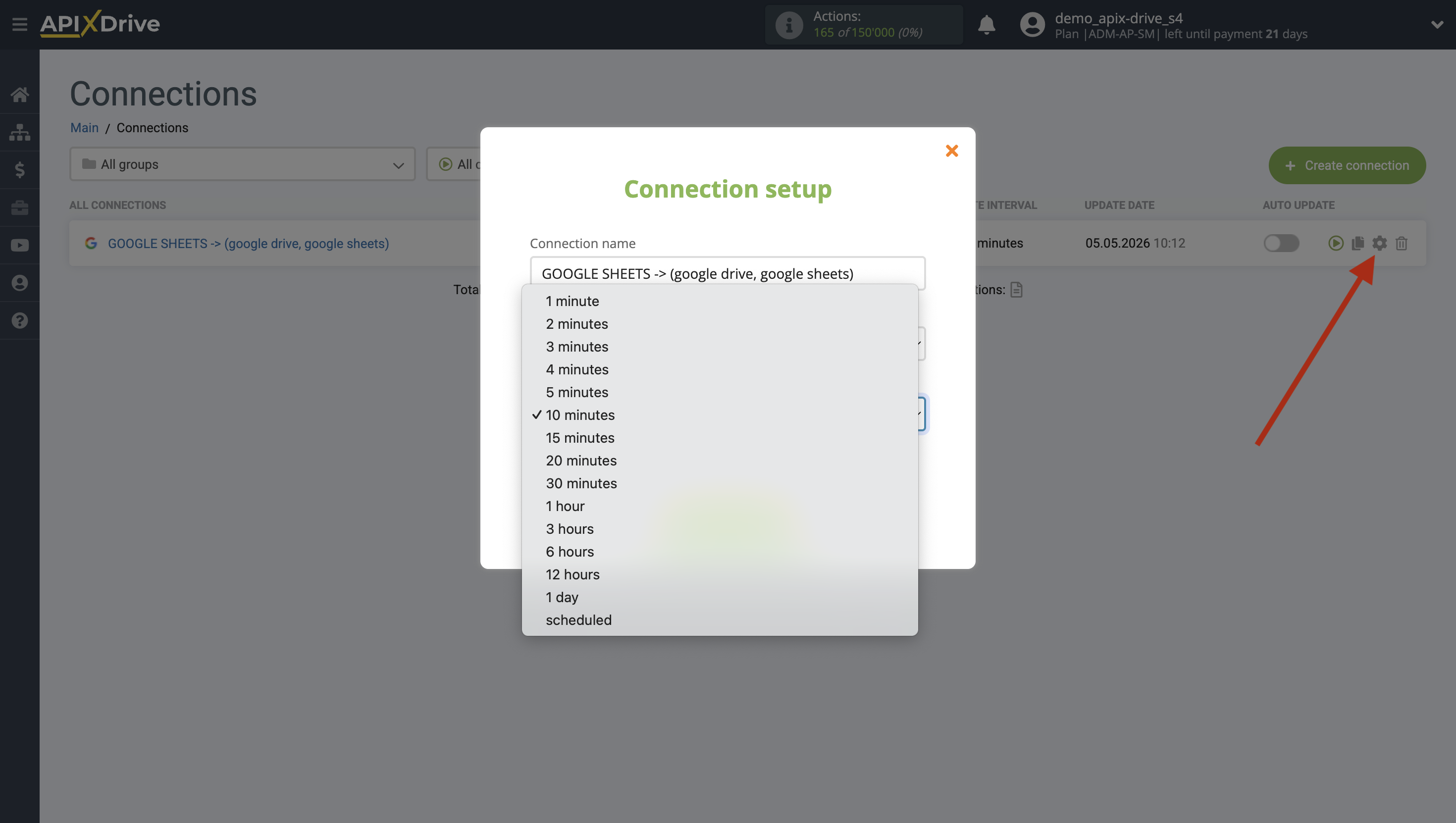 Setting up Google Drive file Search in Google Sheets | Update interval