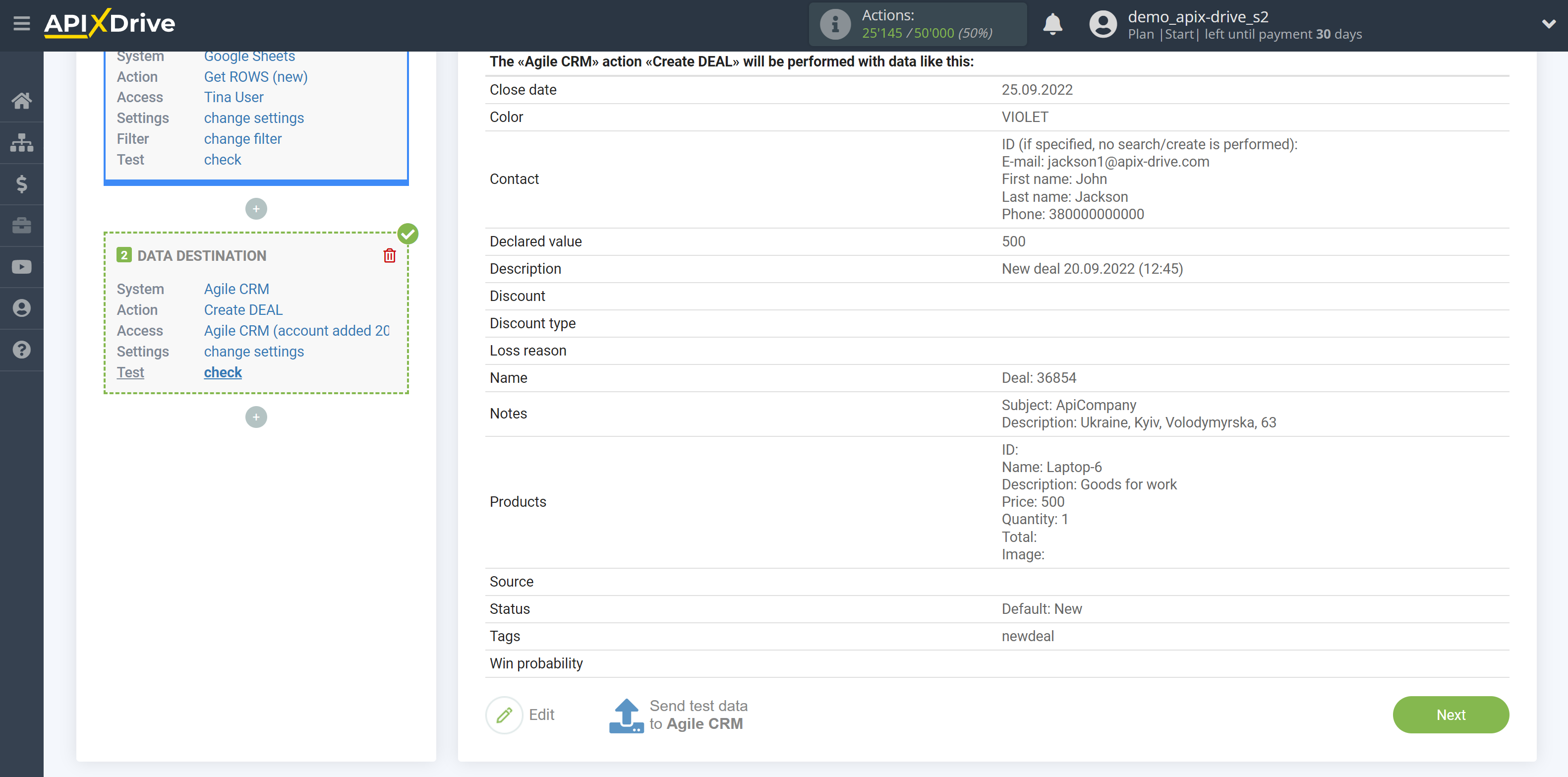 How to Connect AgileCRM as Data Destination | Data Test