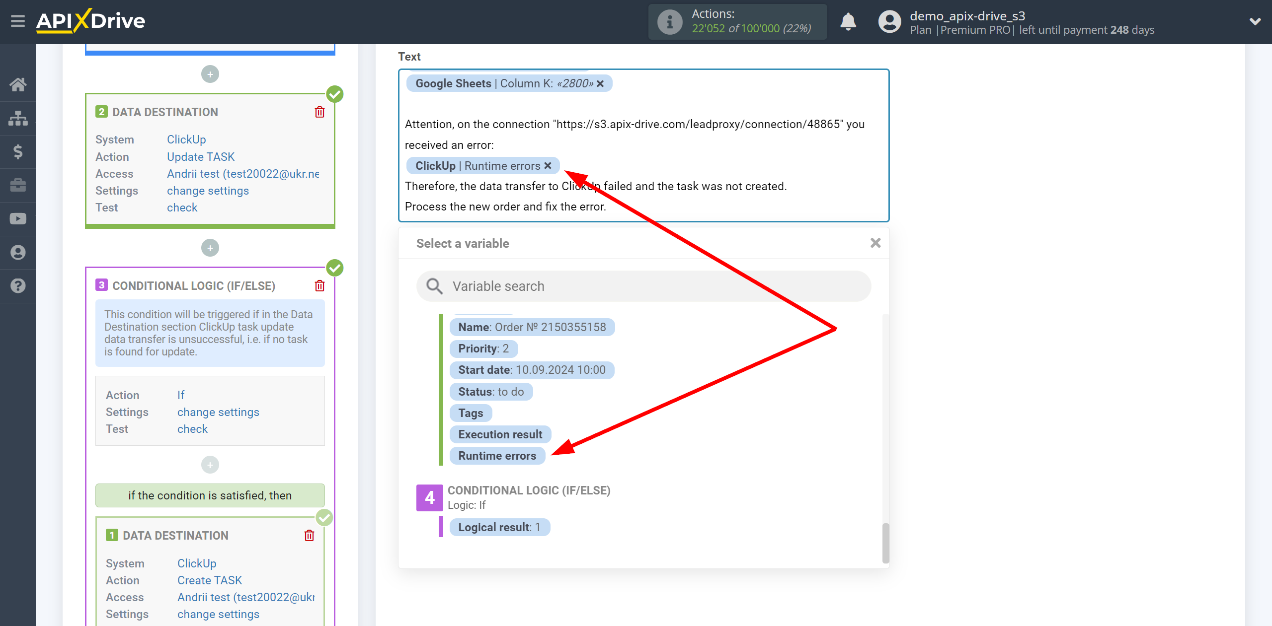 How to setup ClickUp Update Task / Create Task | Adding fields with errors