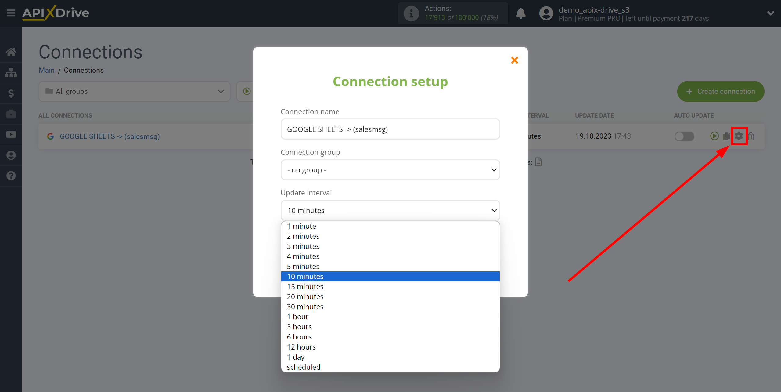 How to Connect Salesmsg as Data Destination | Update interval