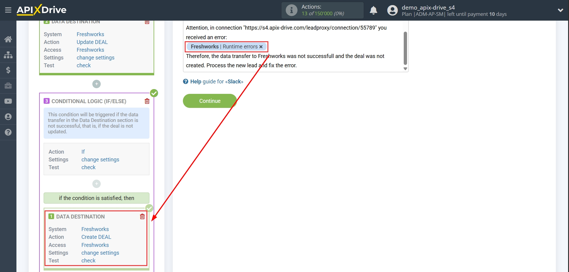 How to setup&nbsp;Freshworks Update Deal / Create Deal | Adding fields with errors