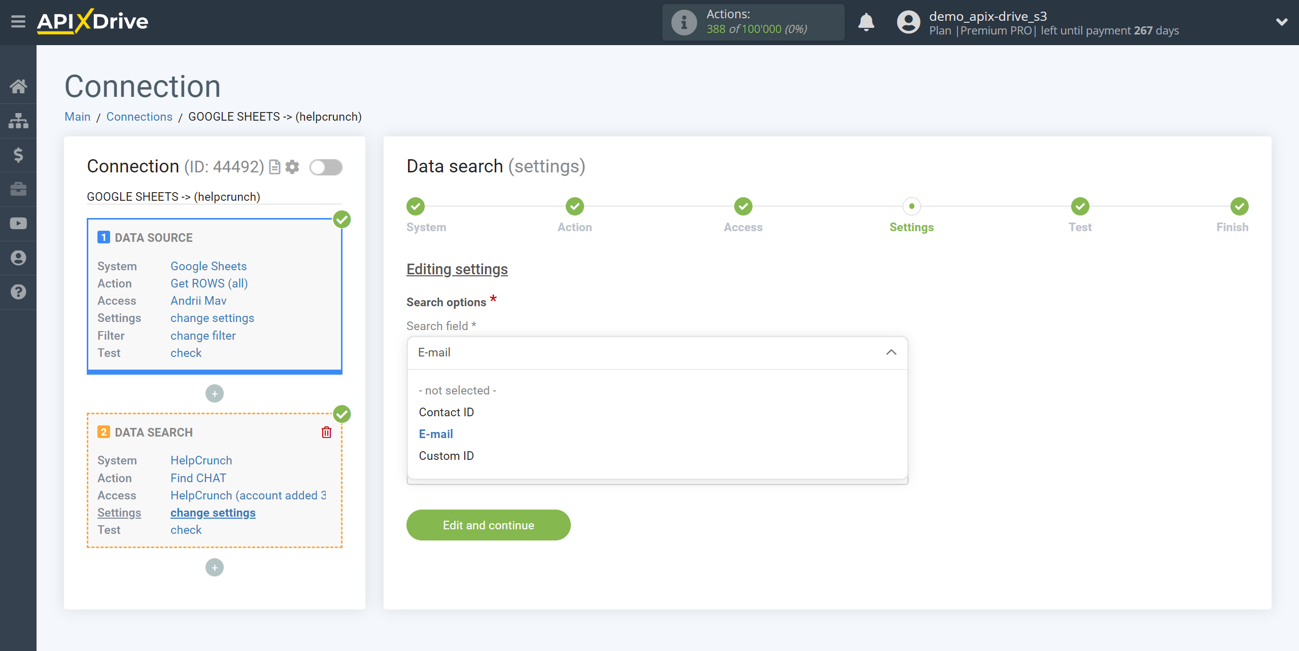 Setting up HelpCrunch Chat Search in Google Sheets | Assigning fields