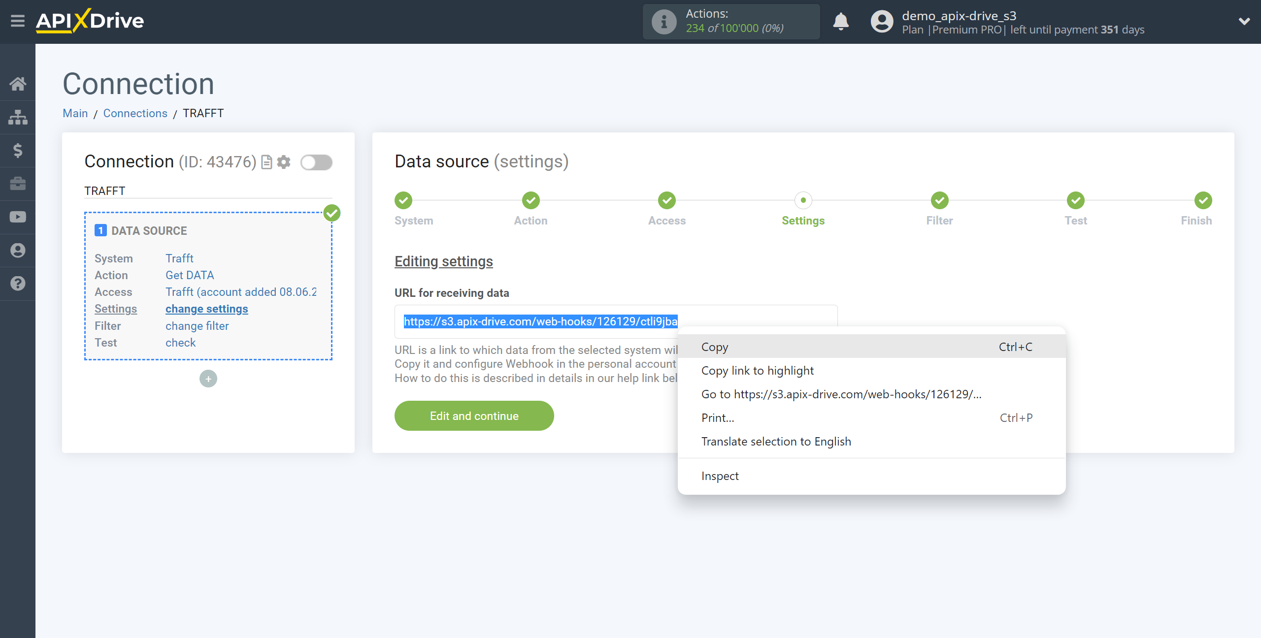 How to Connect Trafft as Data Source | URL for receiving data