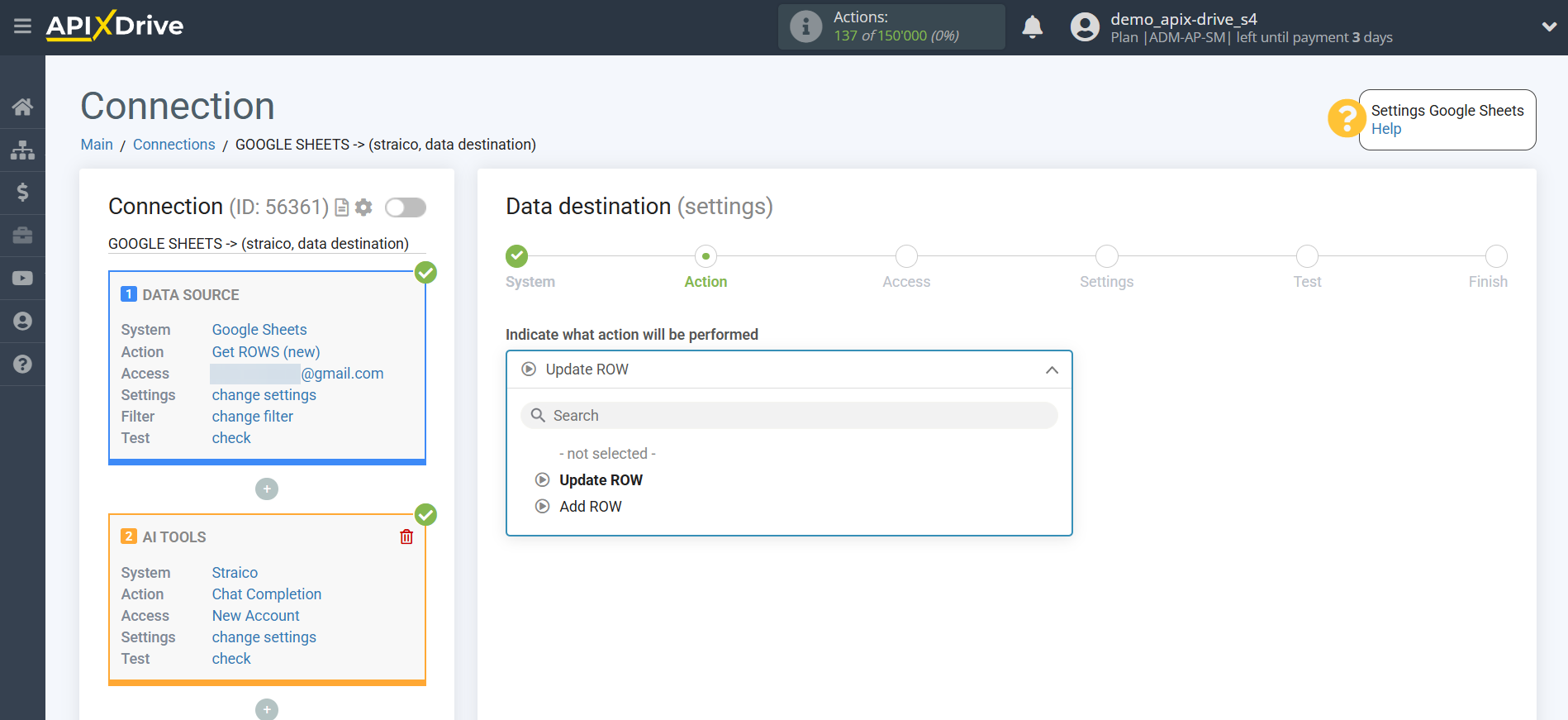 Setting up Straico in Google Sheets | Action selection Setting up Straico in Google Sheets | Action selection