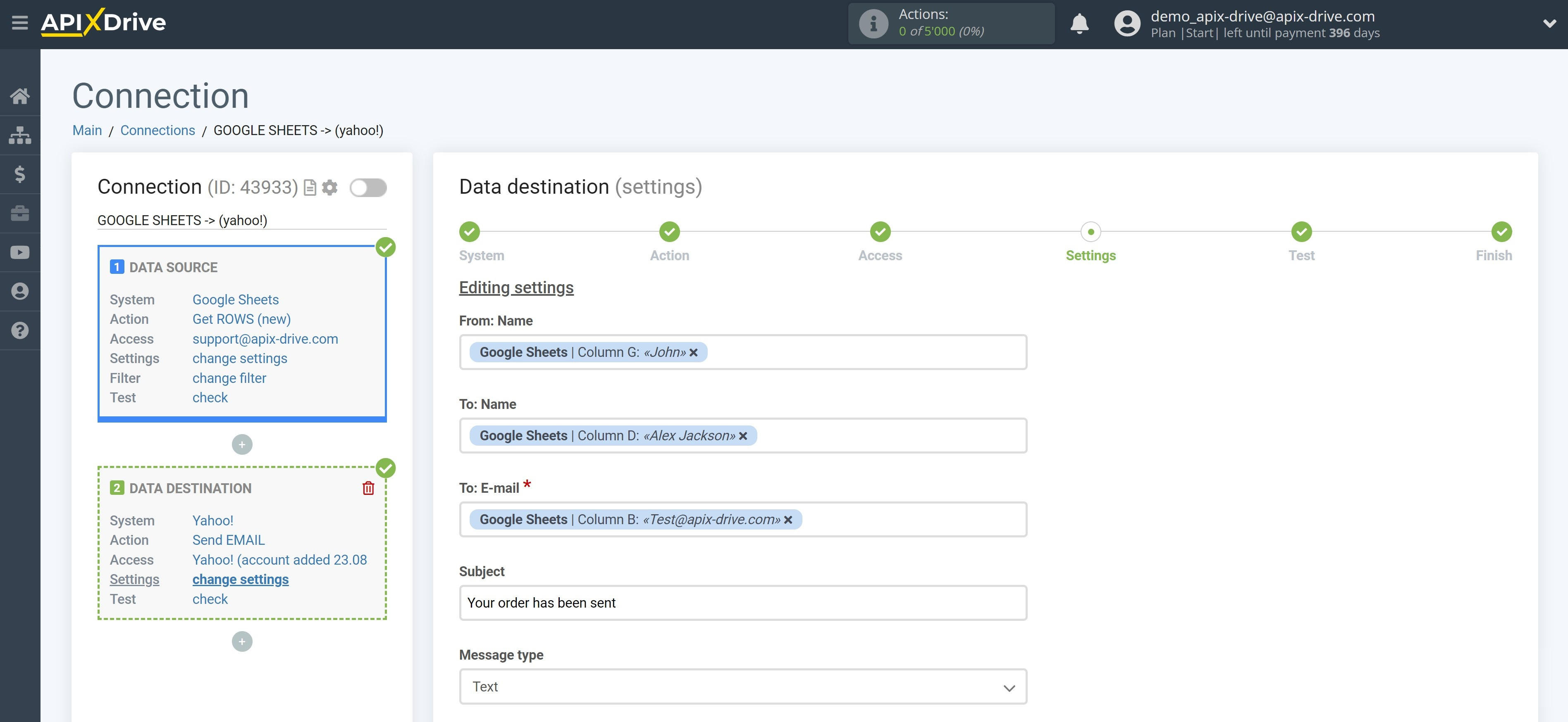 How to Connect Yahoo! as Data Destination | Assigning fields