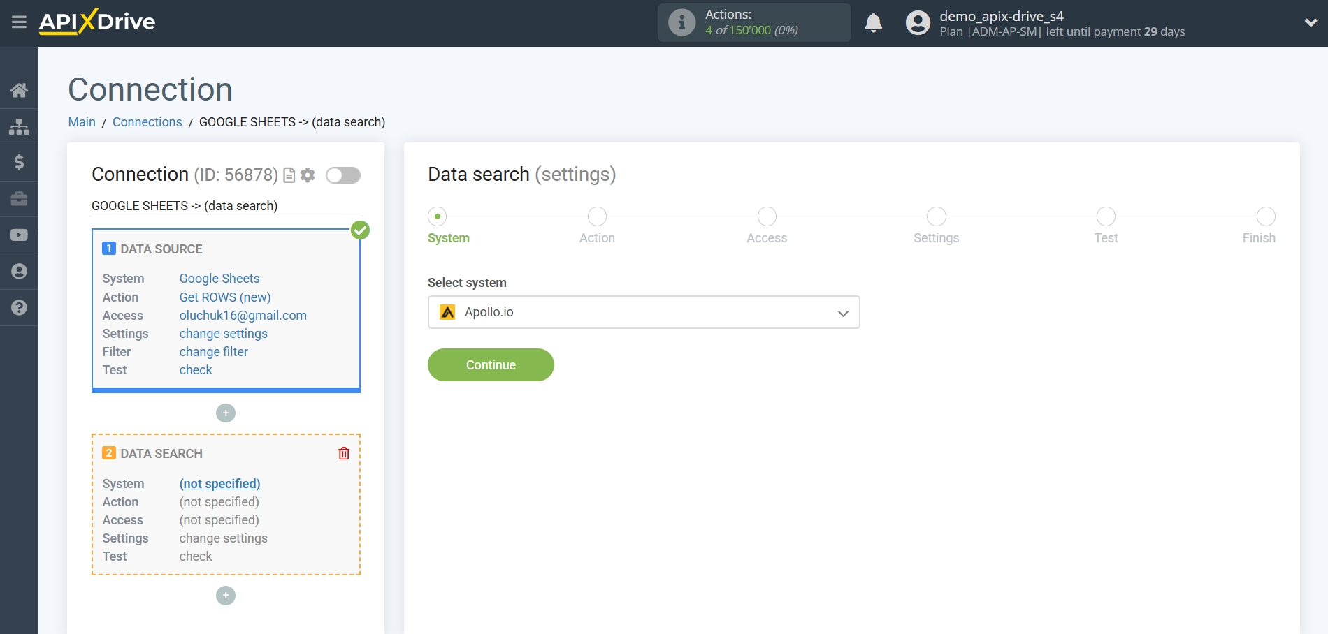 Setting Search to Verification Email Apollo.io in Google Sheets | System selection Setting Search to Verification Email Apollo.io in Google Sheets | System selection