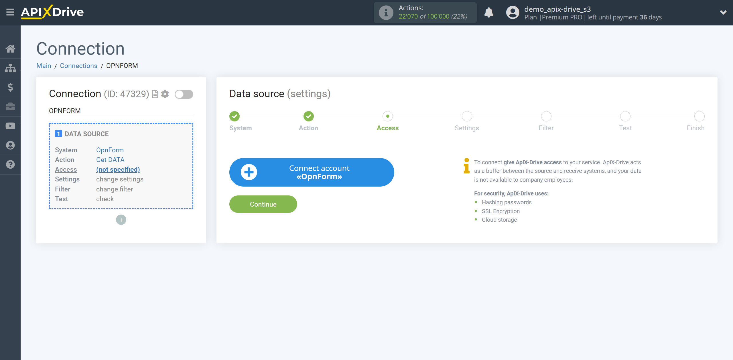 How to Connect OpnForm as Data Source | Account connection