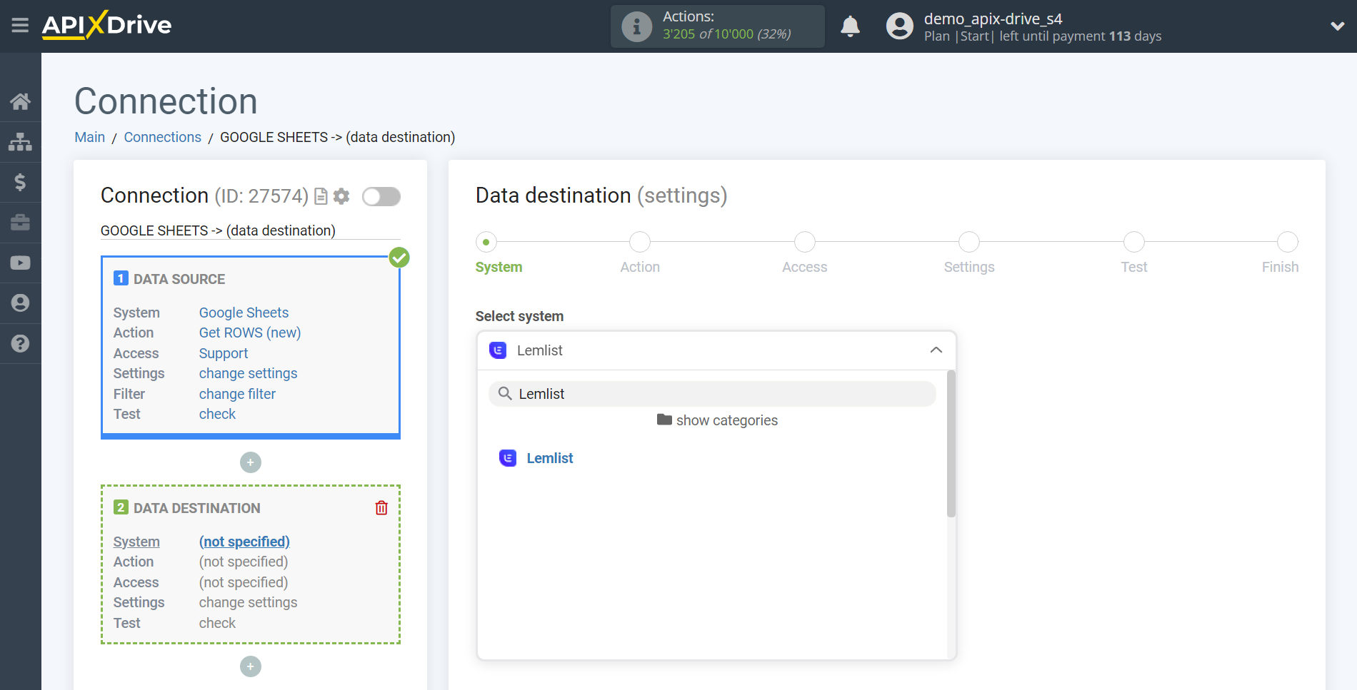 How to Connect Benchmarkemail as Data Destination | System selection