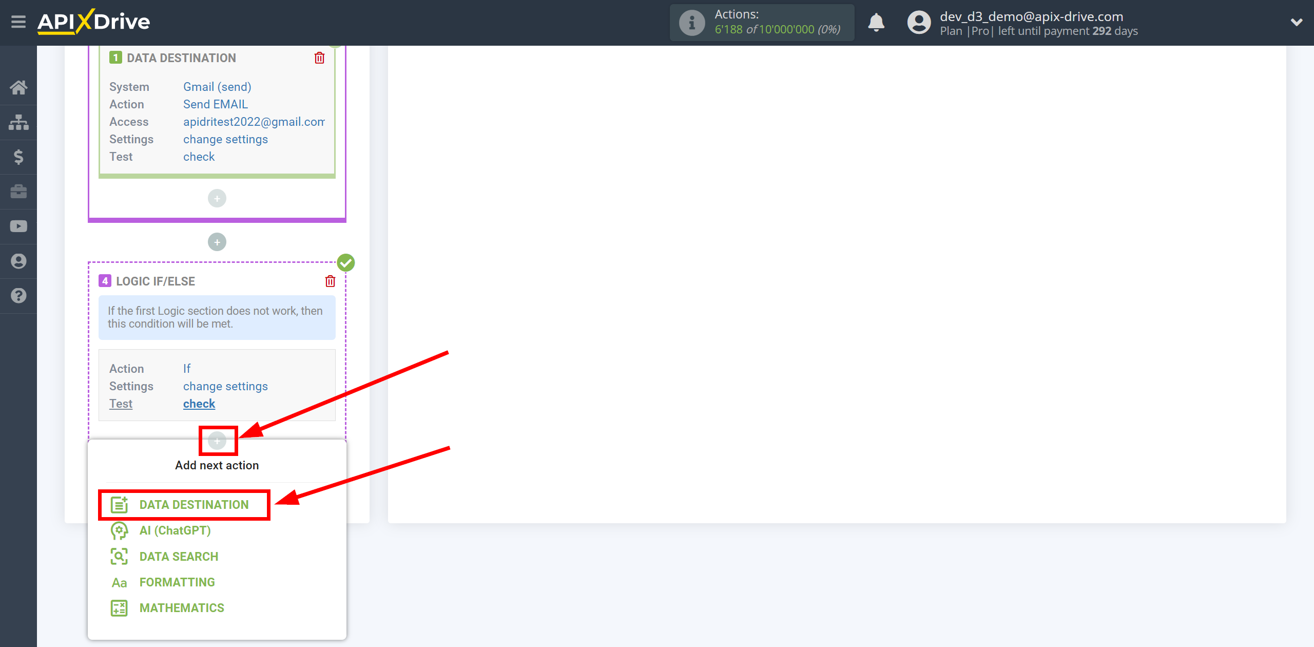 How to setup Logic If/Else | Start setting up Slack Data Destination inside the Logic section