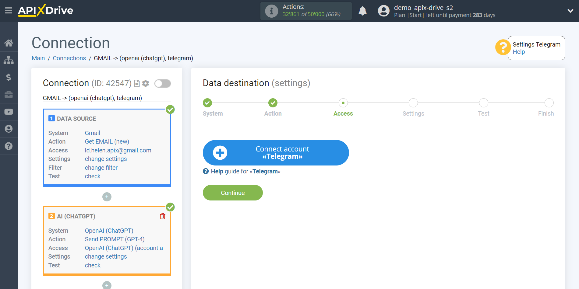 Setting up analyze emails with OpenAI (ChatGPT) | Account connection