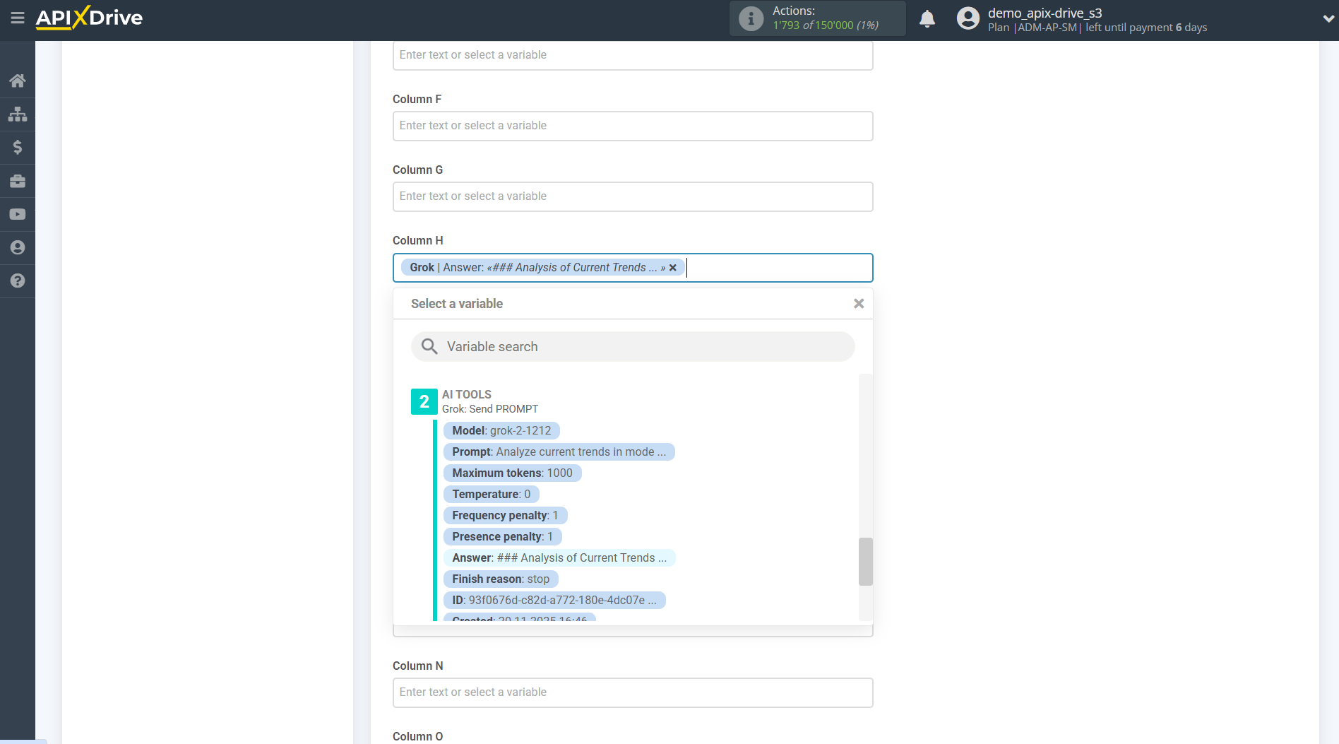 Setting up Grok in Google Sheets | Assigning fields