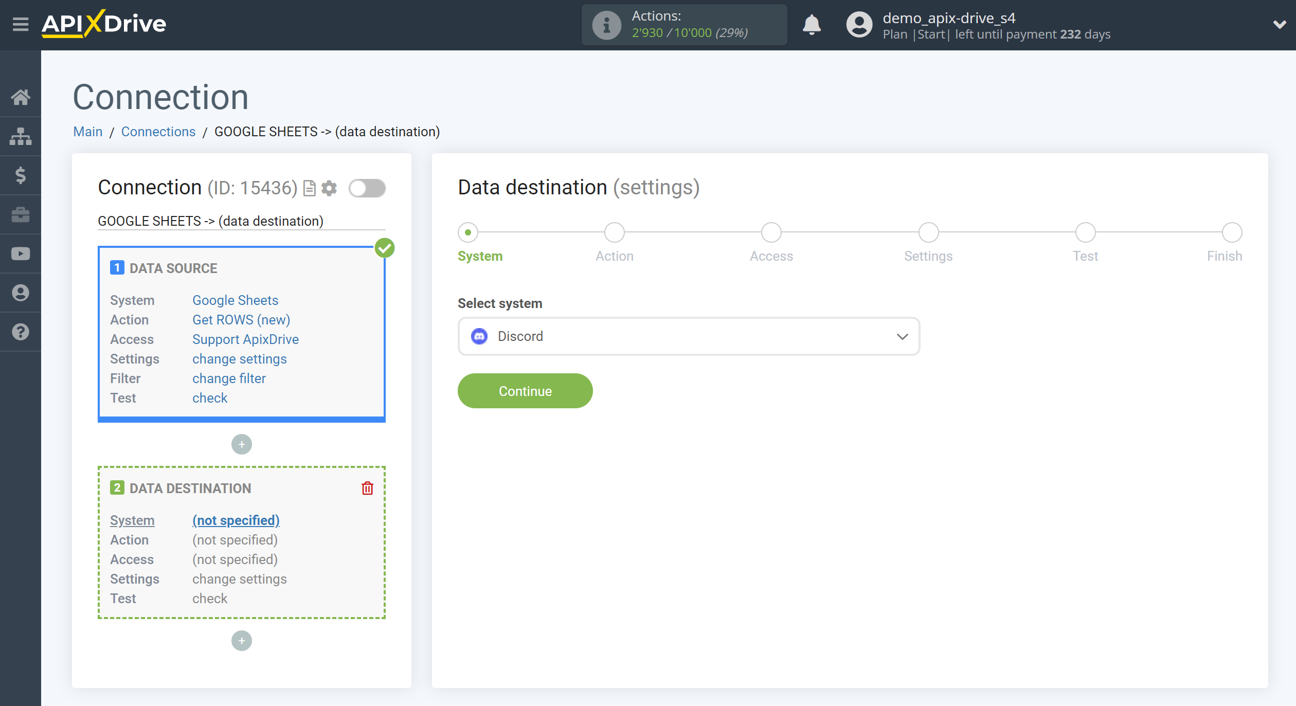 How to Connect Discord as Data Destination | System selection