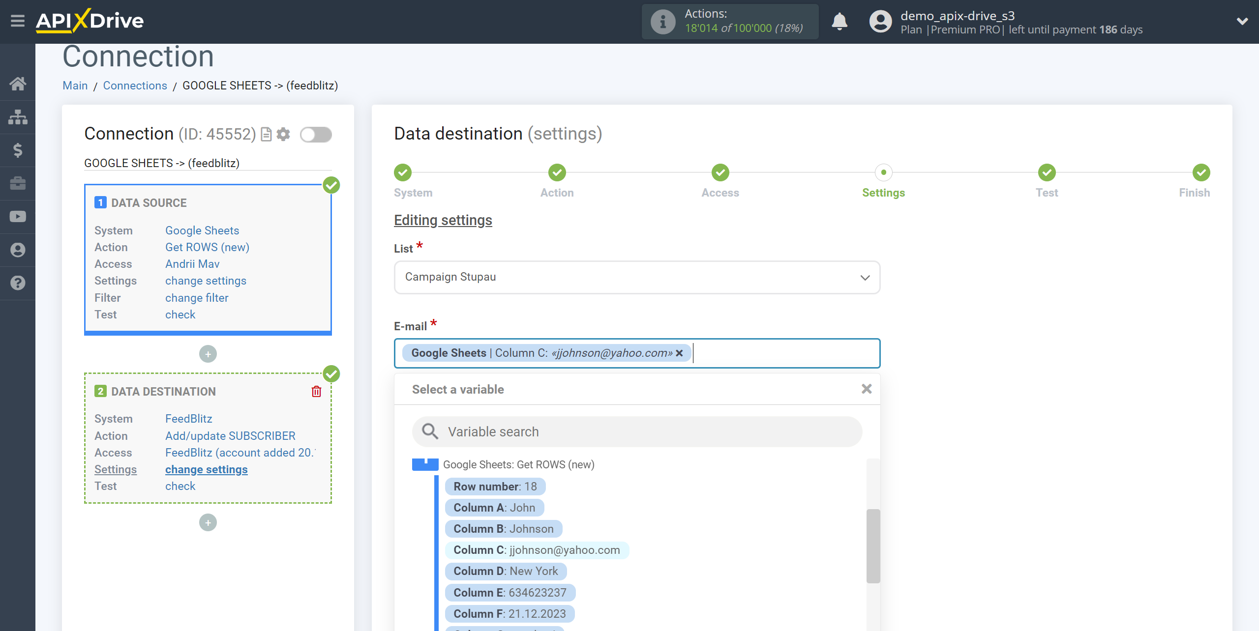 How to Connect FeedBlitz as Data Destination | Assigning Fields