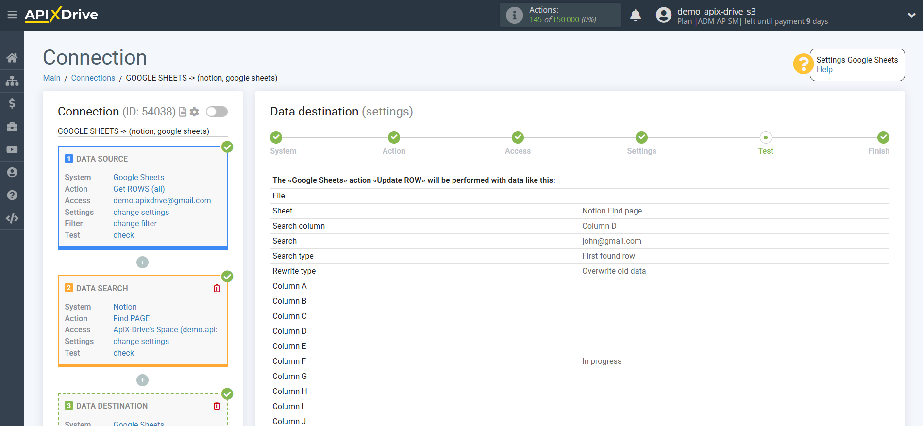 Setting up an Notion Item Search in Google Sheets | Test data