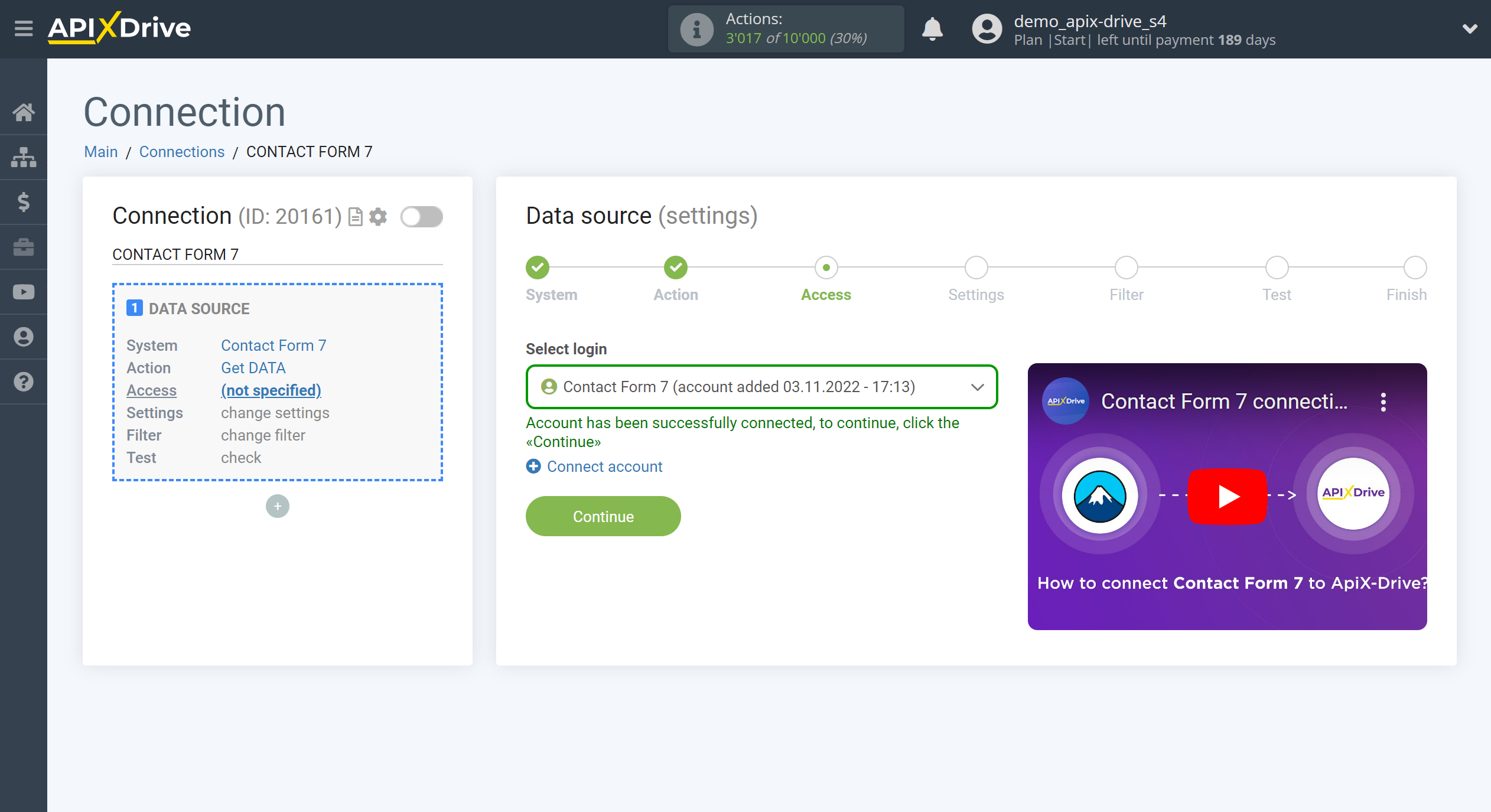 How to Connect Contact Form 7 as Data Source | Account connection